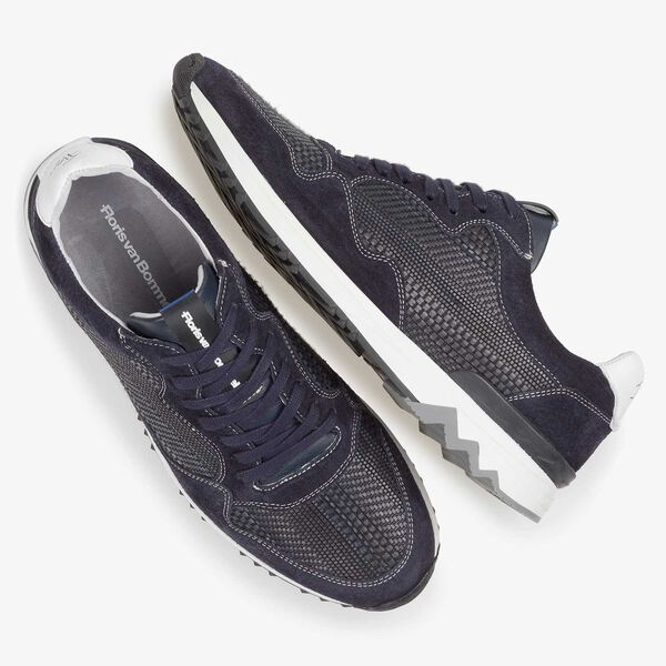 Dunkelblauer Wildleder-Sneaker mit Muster