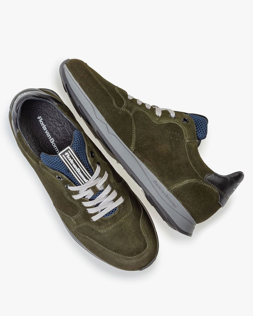 Wildleder-Sneaker dunkelgr&uuml;n