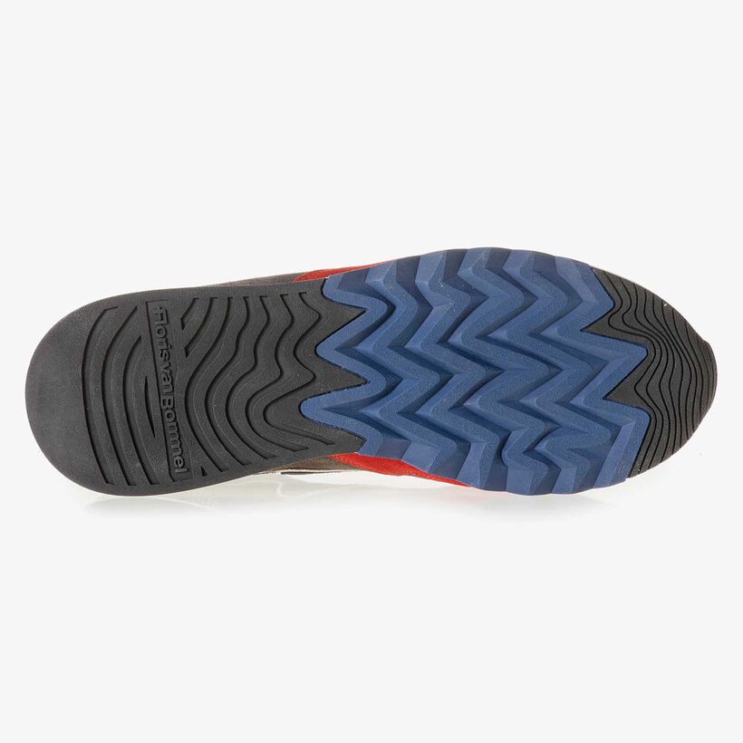 Red-yellow suede leather sneaker