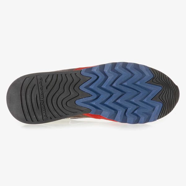 Red-yellow suede leather sneaker