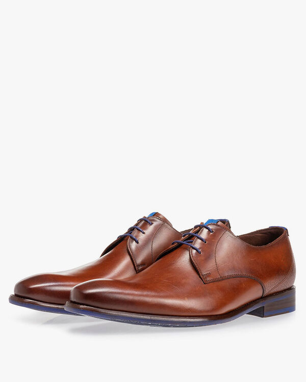 Lace shoe calf leather dark cognac