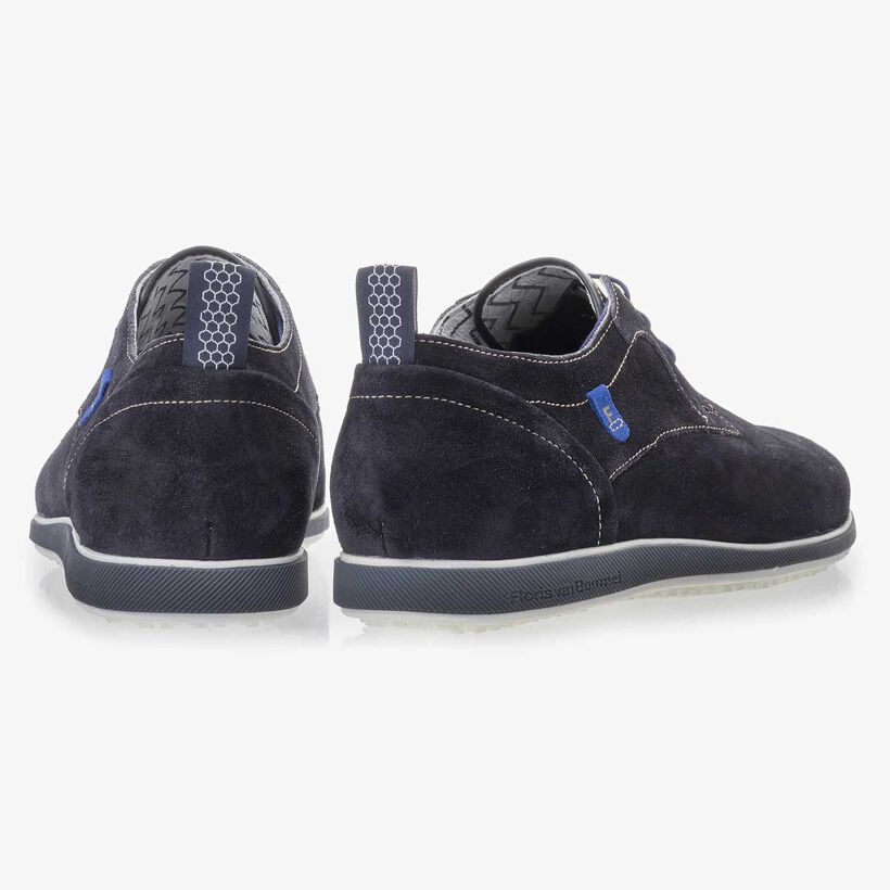 Dark blue suede leather lace shoe