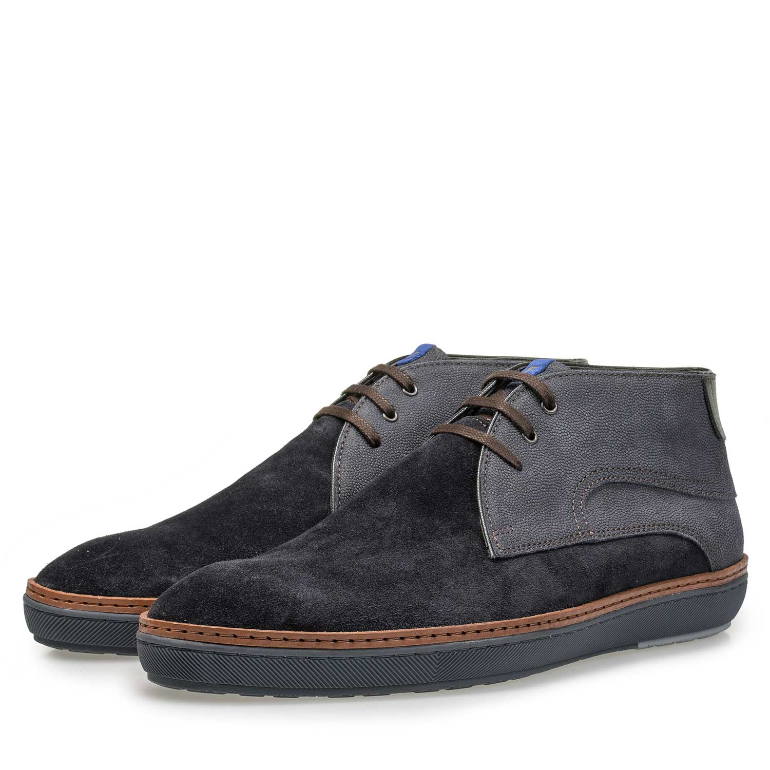 10015/04 - Dark blue calf’s suede leather lace boot 10015/04 - Dark blue calf’s suede leather lace boot