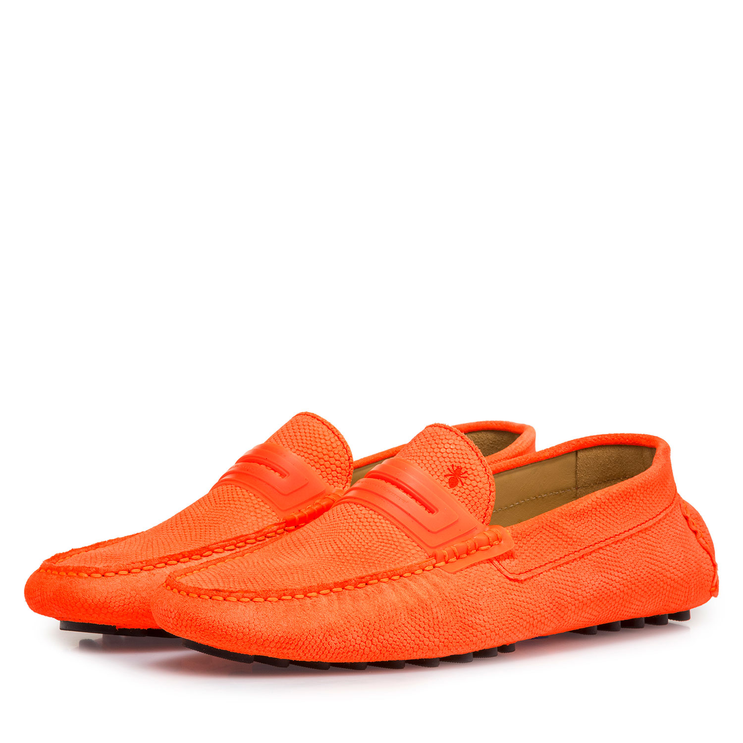15215/02 - Premium fluorescent orange leather moccasin 15215/02 - Premium fluorescent orange leather moccasin