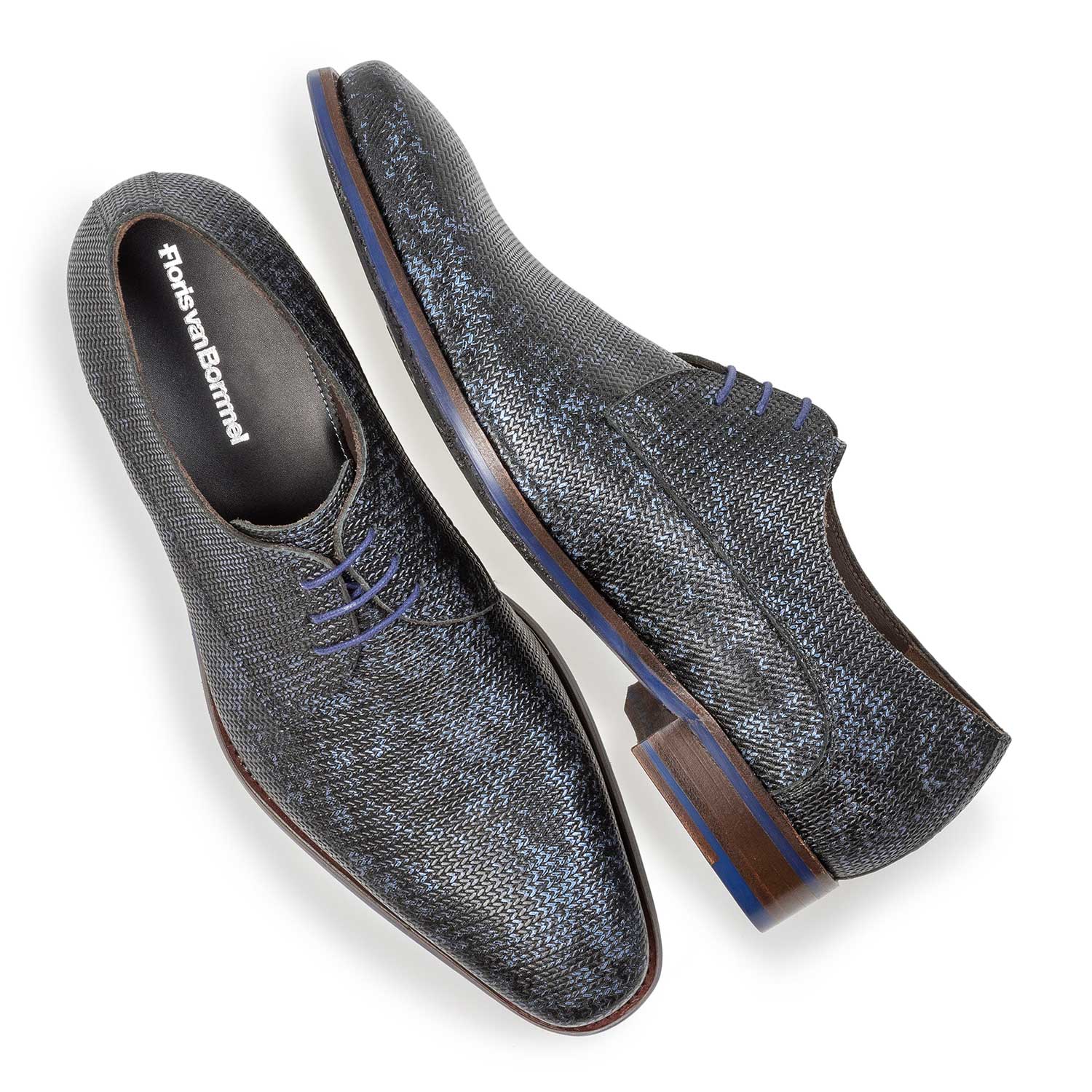 18159/01 - Dunkelblauer Leder-Schnürschuh mit Metallic-Print 18159/01 - Dunkelblauer Leder-Schnürschuh mit Metallic-Print