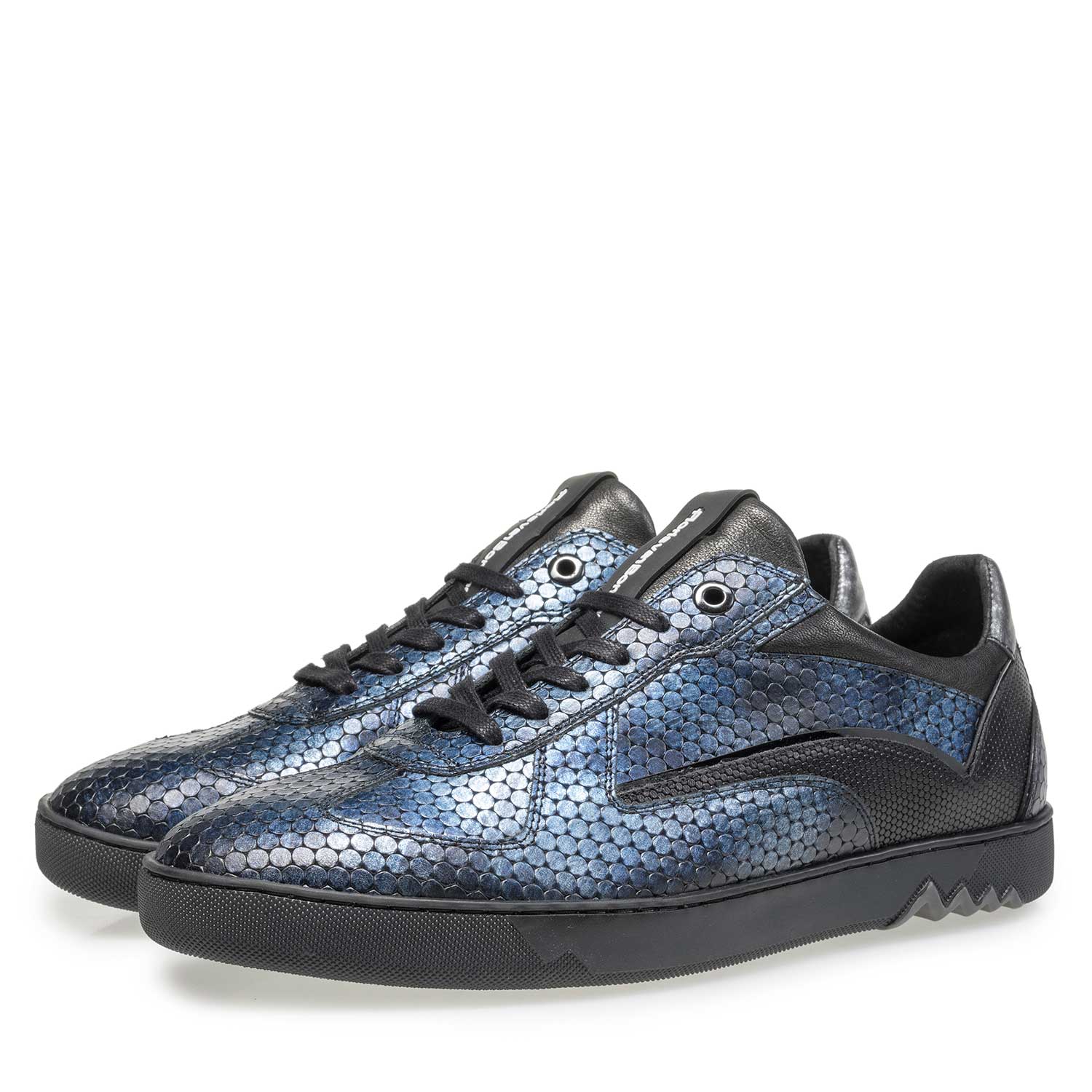 16242/11 - Blauer Metallicprint Leder-Sneaker 16242/11 - Blauer Metallicprint Leder-Sneaker