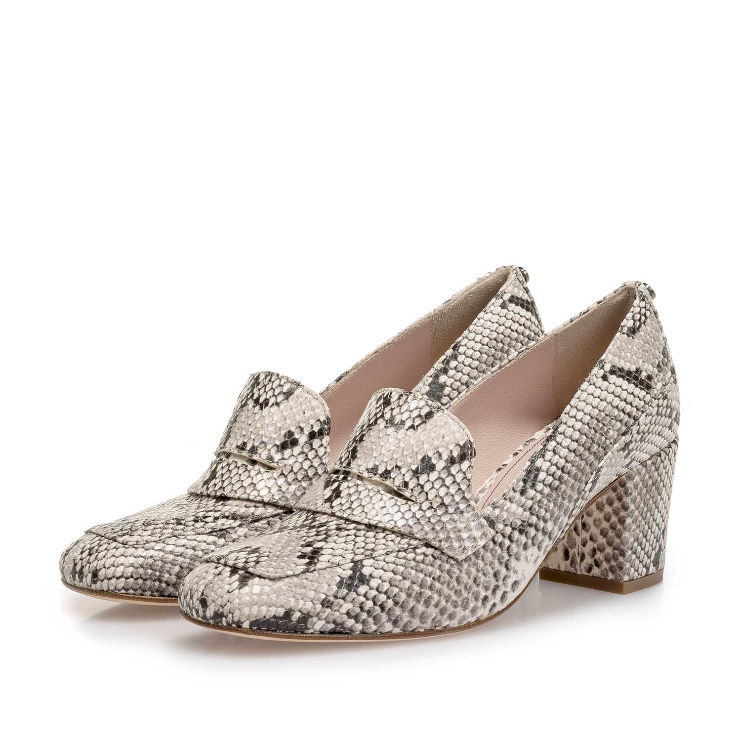 85514/04 - White snake print leather pumps 85514/04 - White snake print leather pumps
