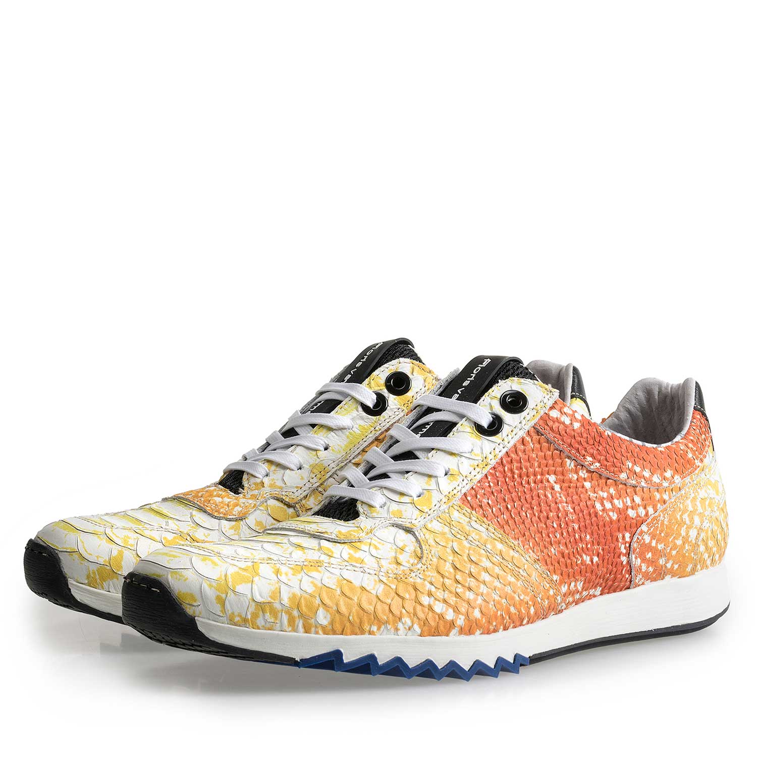 16227/12 - Gelber Leder Sneaker mit Schlangenprint 16227/12 - Gelber Leder Sneaker mit Schlangenprint