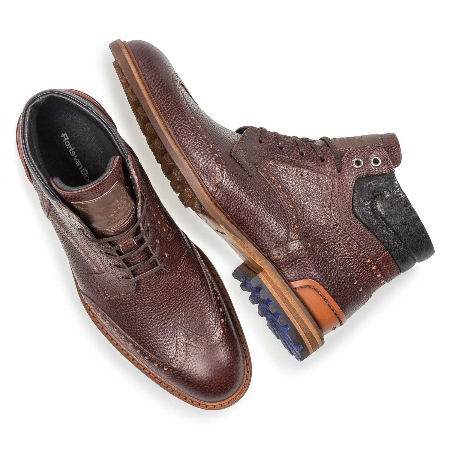 10816/05 - Dunkelbrauner Leder-Schnürstiefel mit Print 10816/05 - Dunkelbrauner Leder-Schnürstiefel mit Print