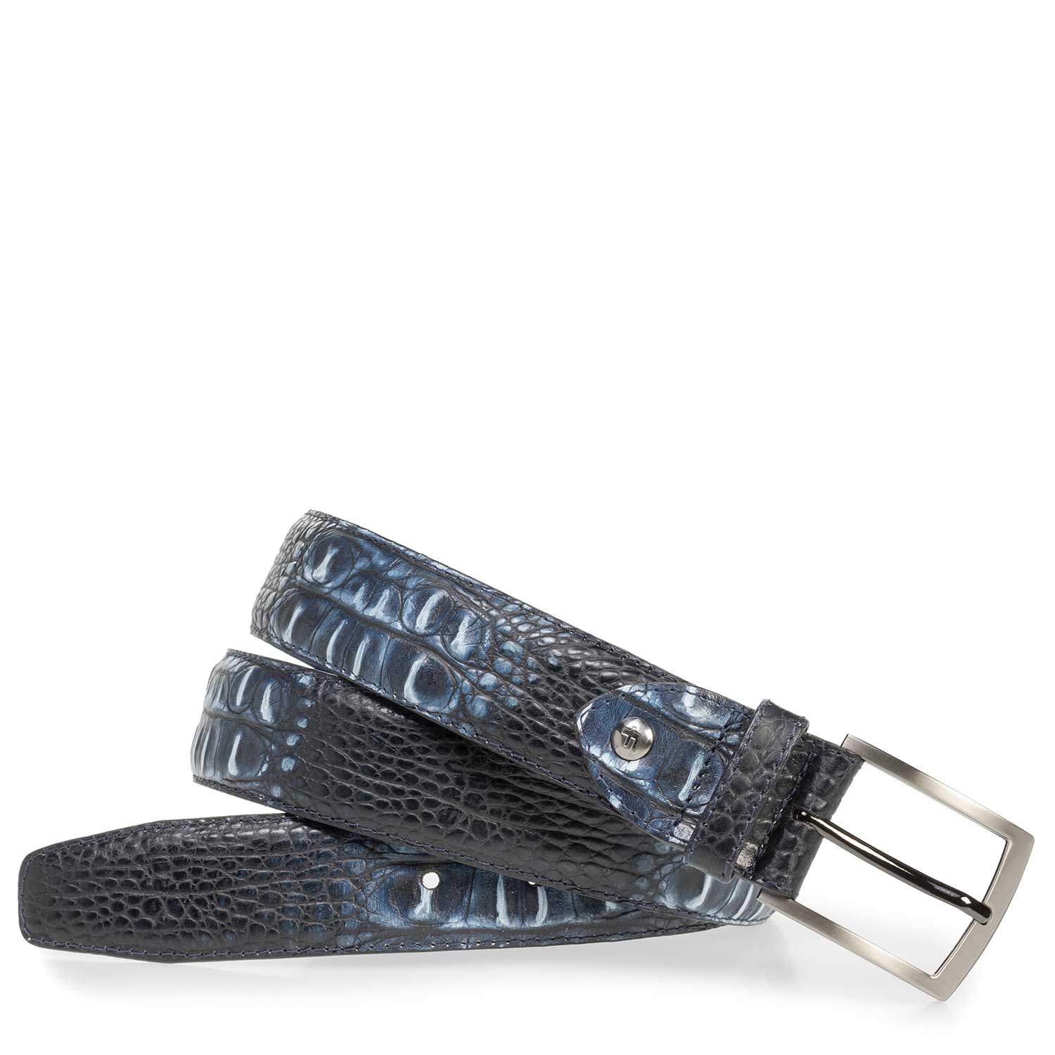 75201/33 - Blue leather belt with croco print 75201/33 - Blue leather belt with croco print