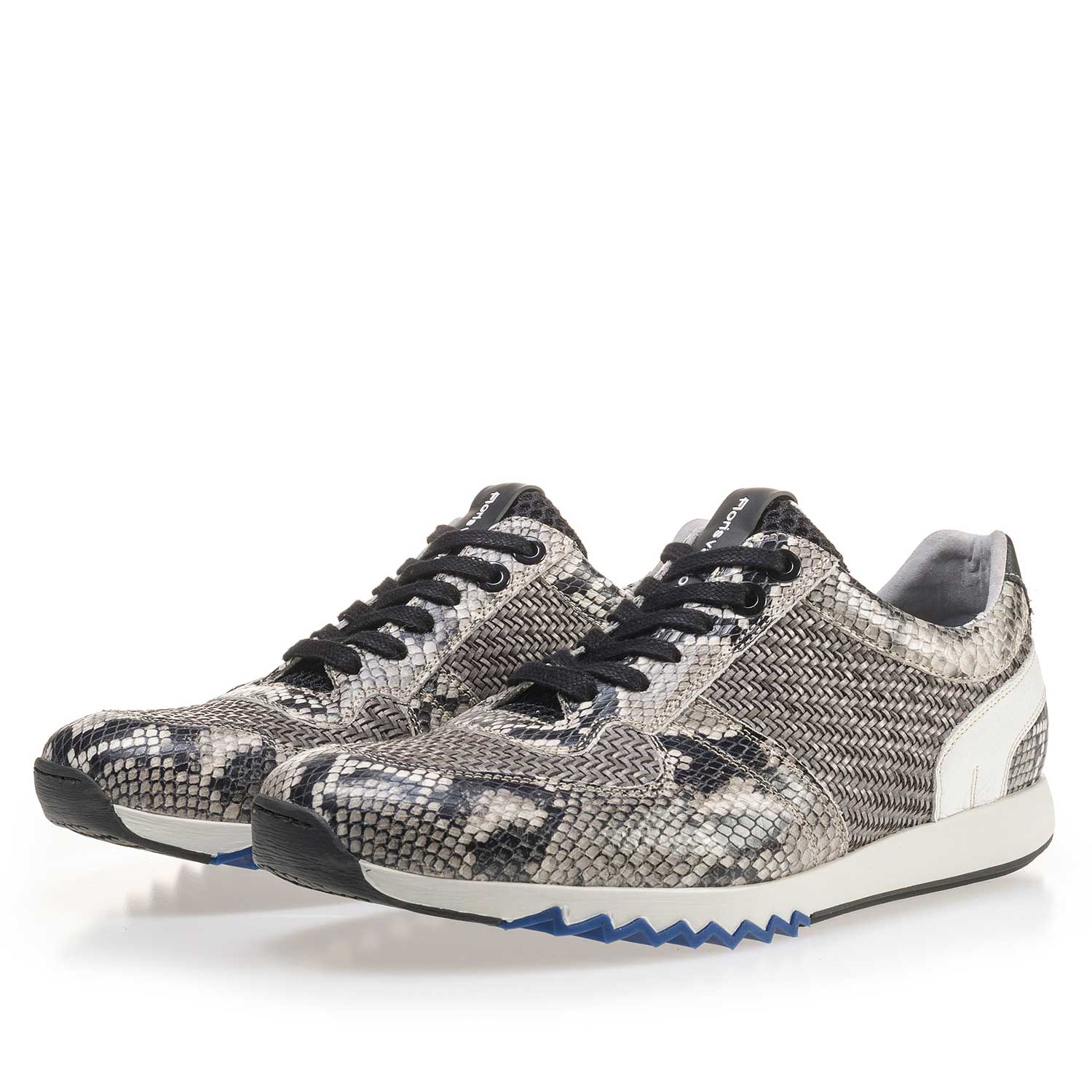 16171/03 - Grauer Sneaker aus Leder mit Schlangenprint 16171/03 - Grauer Sneaker aus Leder mit Schlangenprint