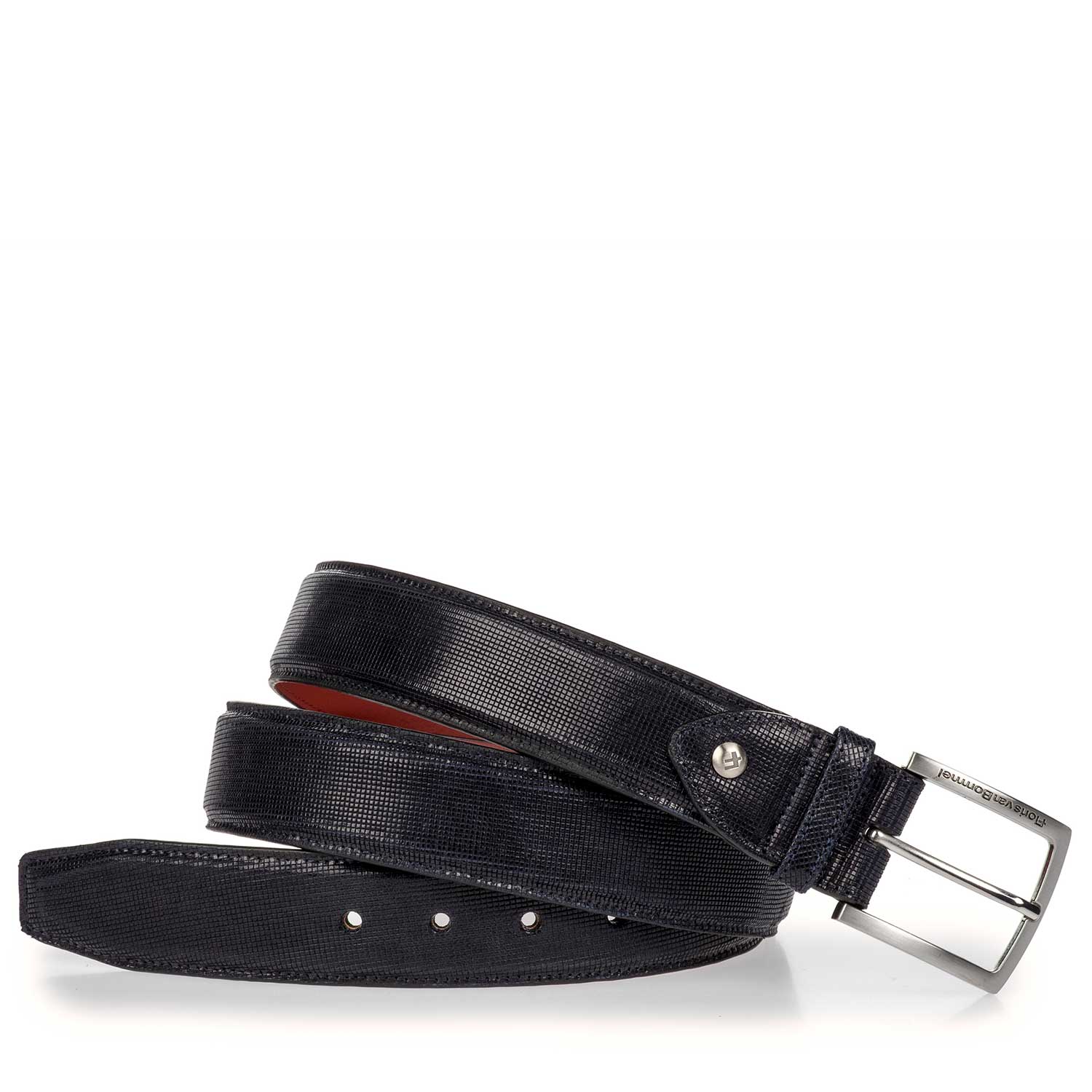 75189/23 - Blue printed calf’s leather belt 75189/23 - Blue printed calf’s leather belt