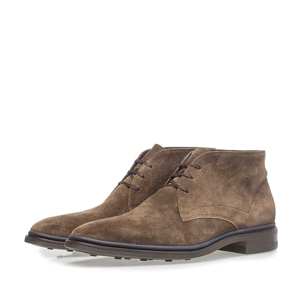 10667/07 - Dunkler taupefarbener Wildleder-Schnürstiefel 10667/07 - Dunkler taupefarbener Wildleder-Schnürstiefel