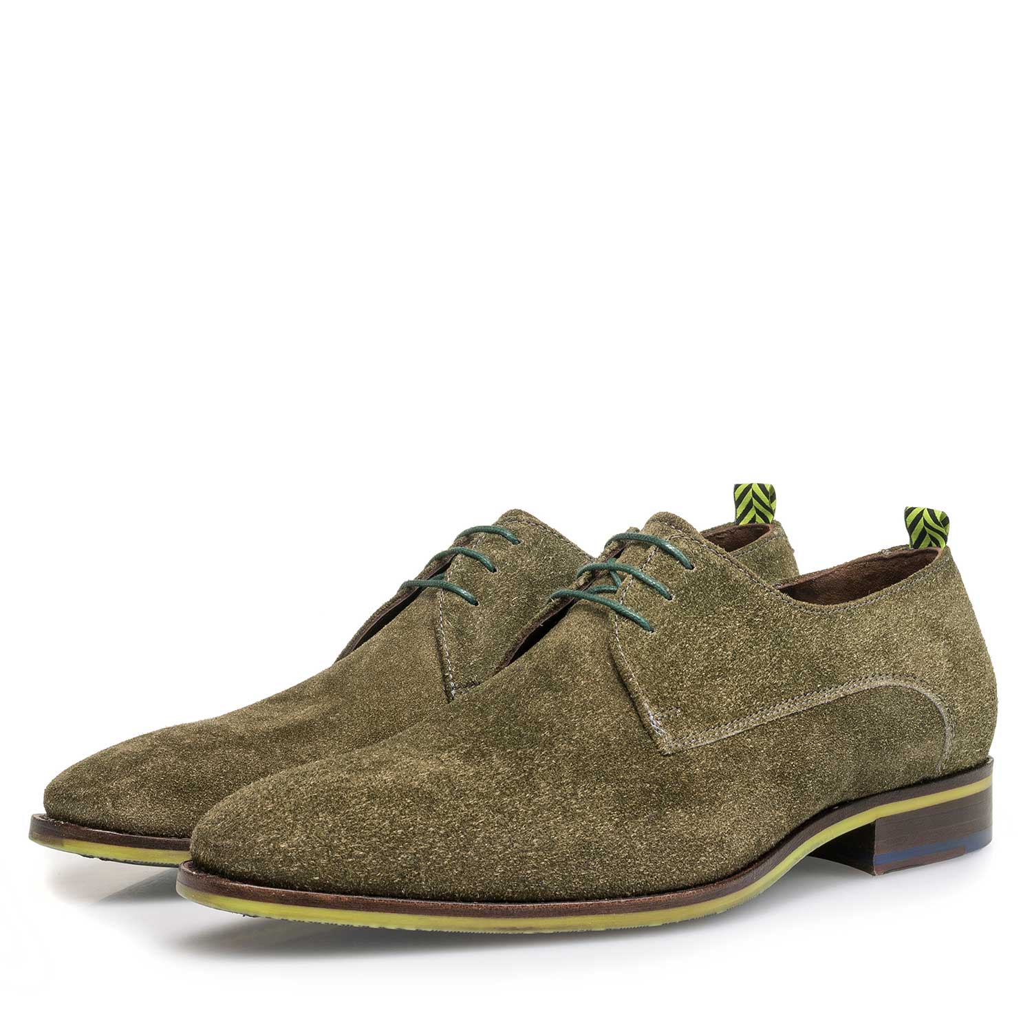 18092/02 - Green buffed suede leather lace shoe 18092/02 - Green buffed suede leather lace shoe