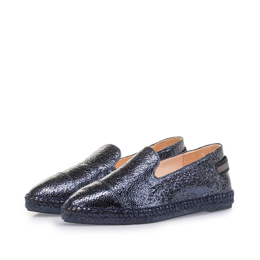 85420/02 - Dunkelblaue Leder-Espadrilles mit Metallic-Print 85420/02 - Dunkelblaue Leder-Espadrilles mit Metallic-Print