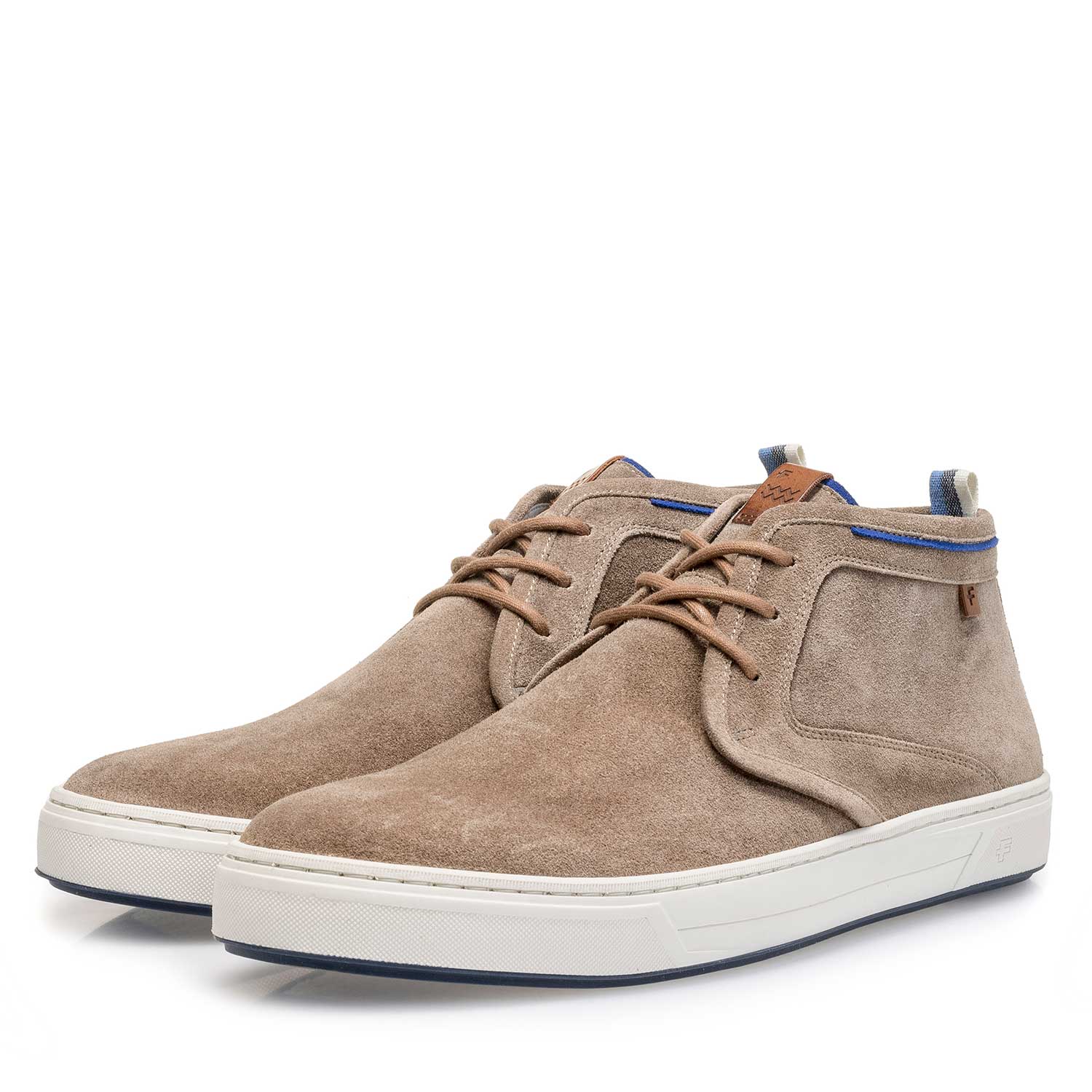 10466/01 - Taupe-coloured washed suede leather lace shoe 10466/01 - Taupe-coloured washed suede leather lace shoe
