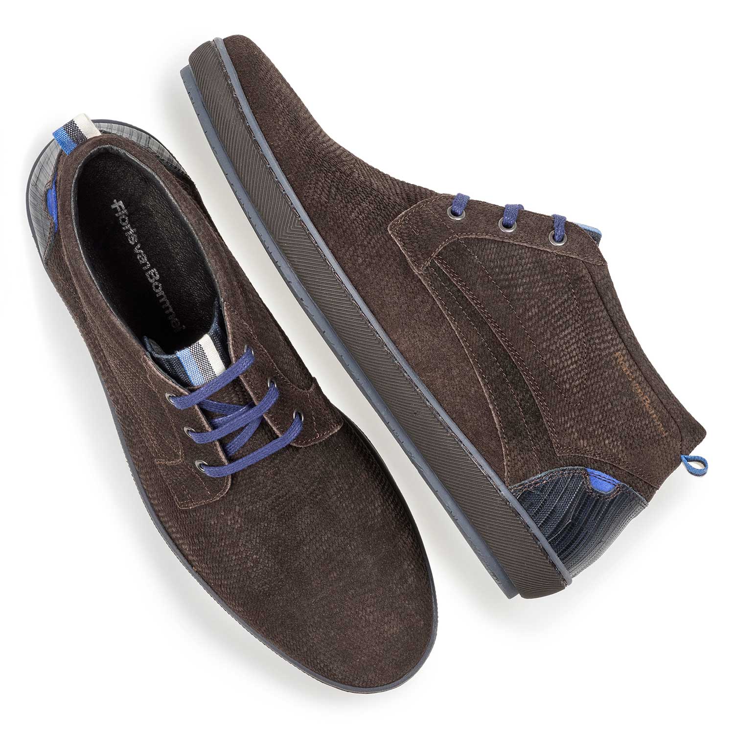 10074/16 - Dark brown printed suede leather lace shoe 10074/16 - Dark brown printed suede leather lace shoe