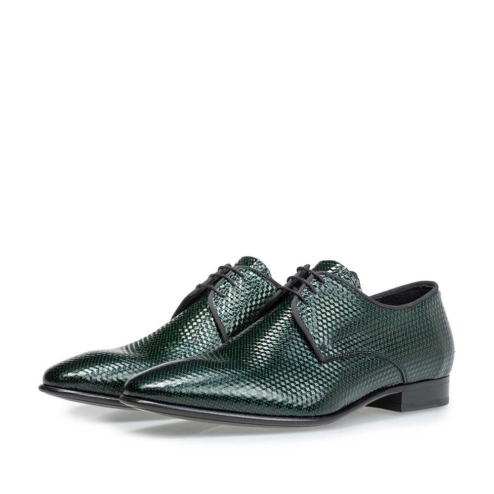 14338/08 - Schnürschuh bedrucktes Leder grün 14338/08 - Schnürschuh bedrucktes Leder grün