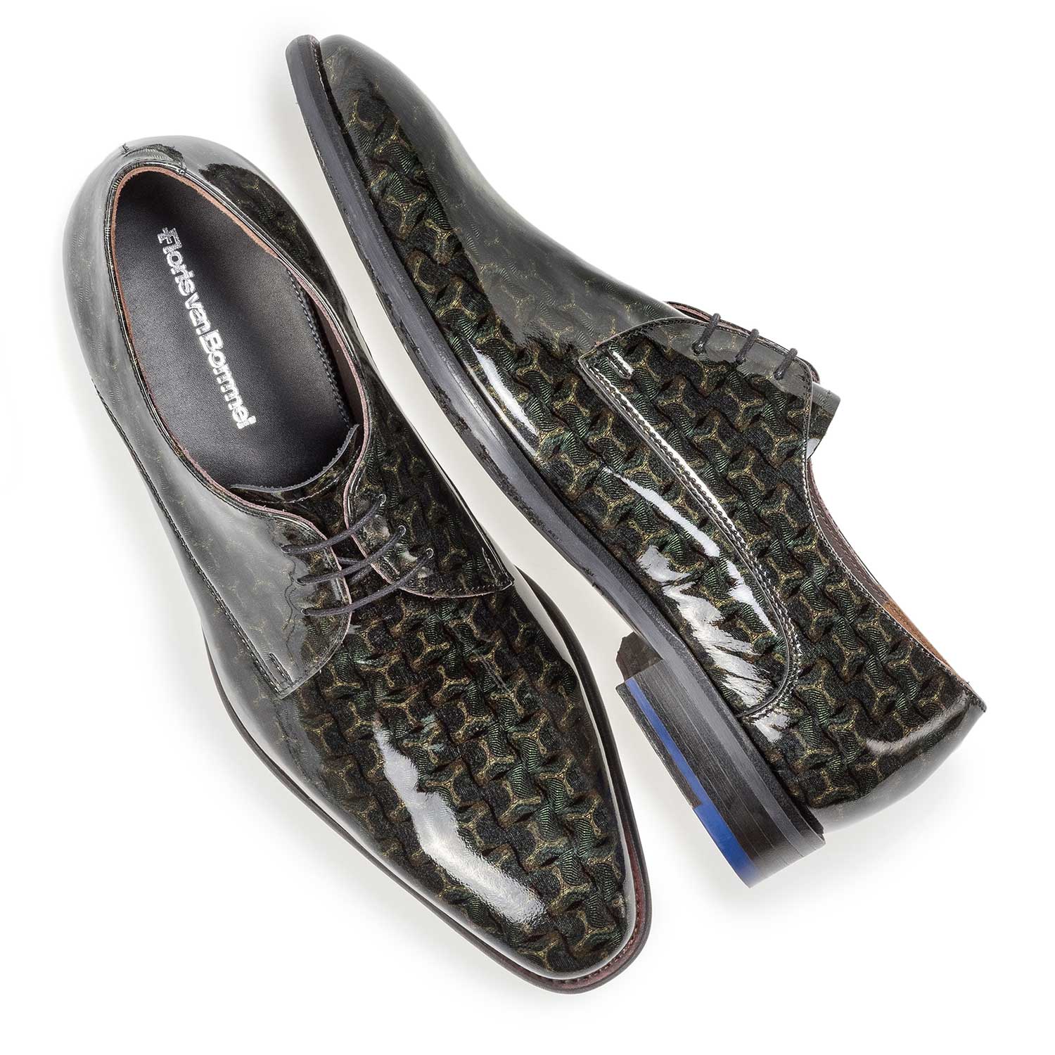 18146/03 - Grüner Lackleder-Schnürschuh mit Print 18146/03 - Grüner Lackleder-Schnürschuh mit Print