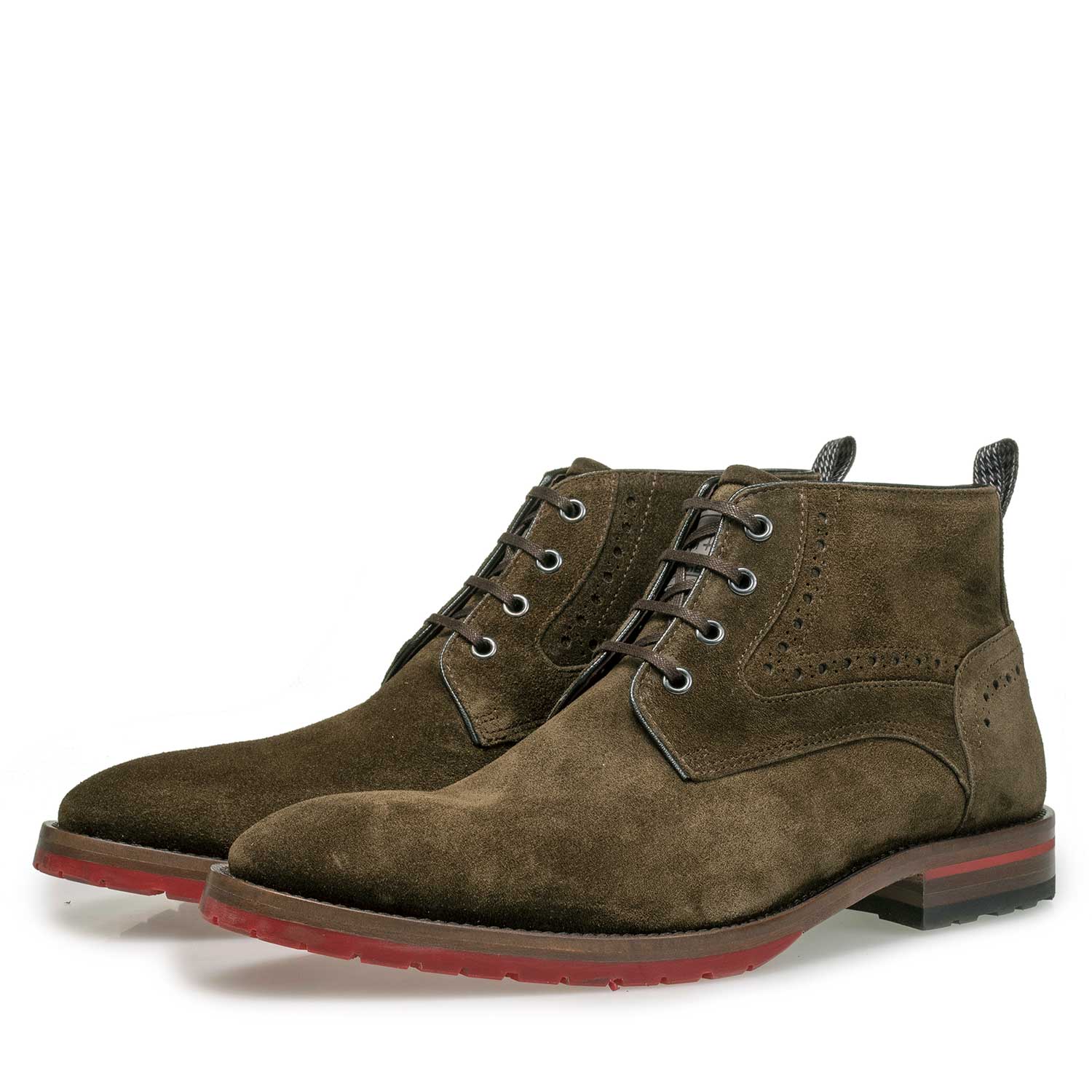 10317/05 - Braun/olivgrüner Wildleder-Schnürschuh 10317/05 - Braun/olivgrüner Wildleder-Schnürschuh