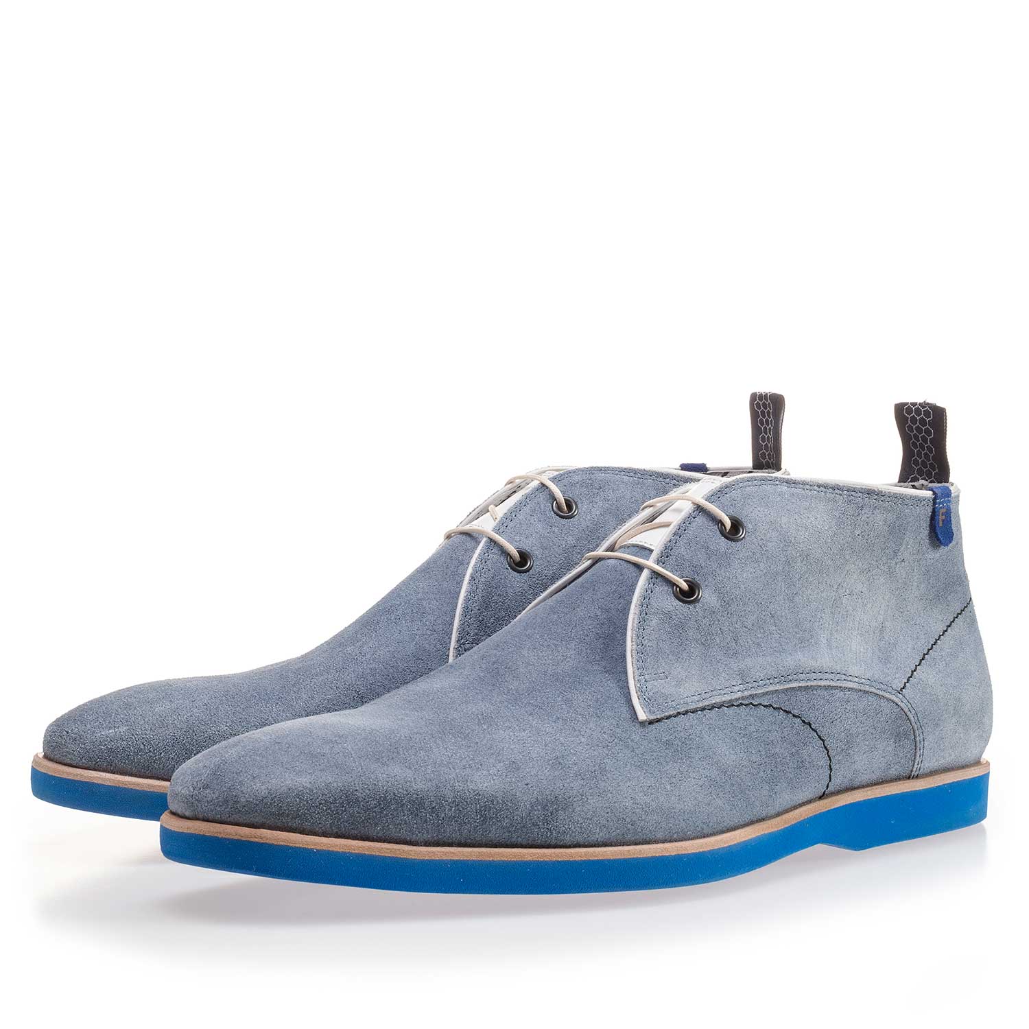 10014/00 - Light blue, washed suede leather lace boot 10014/00 - Light blue, washed suede leather lace boot