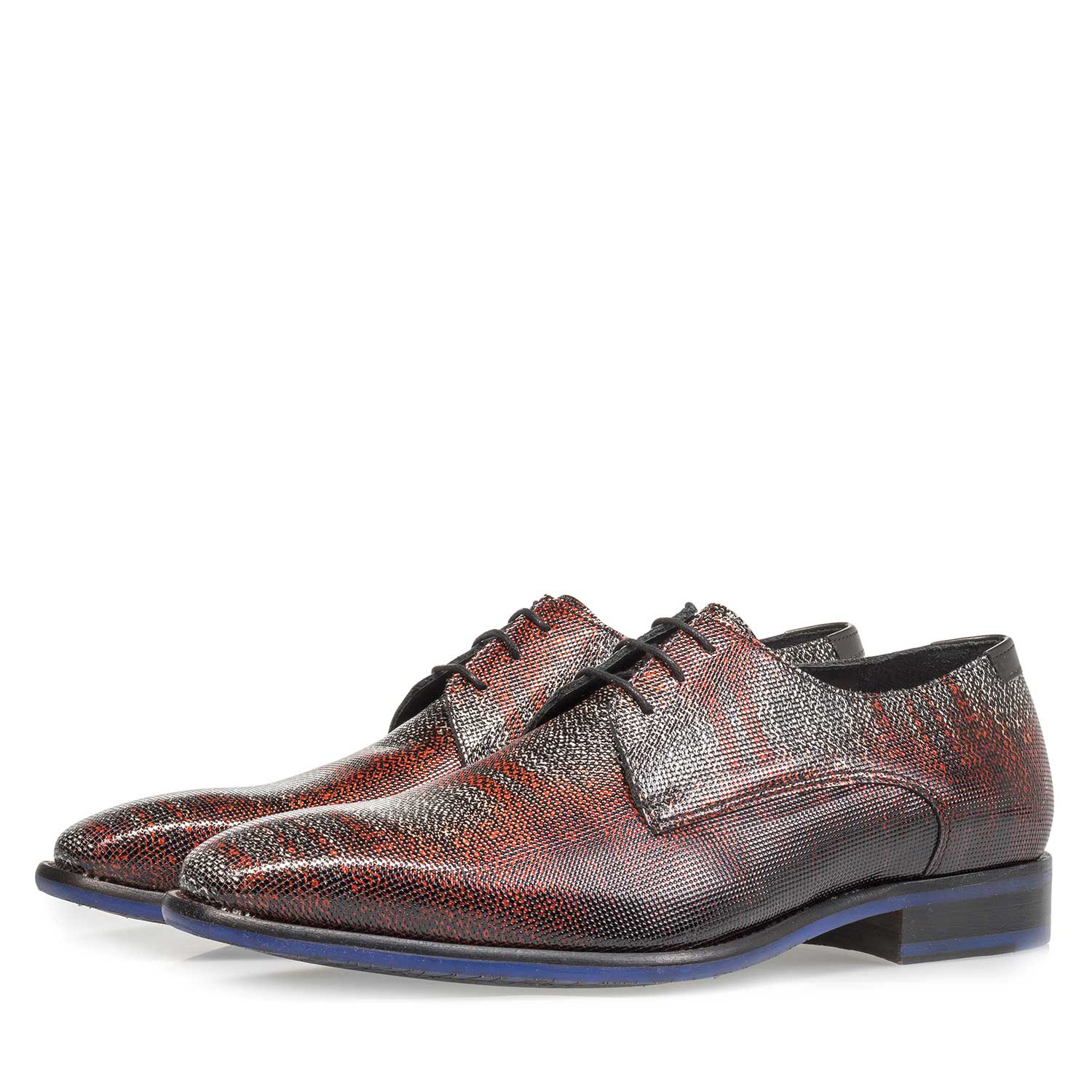 18097/02 - Premium dark red printed patent leather lace shoe 18097/02 - Premium dark red printed patent leather lace shoe