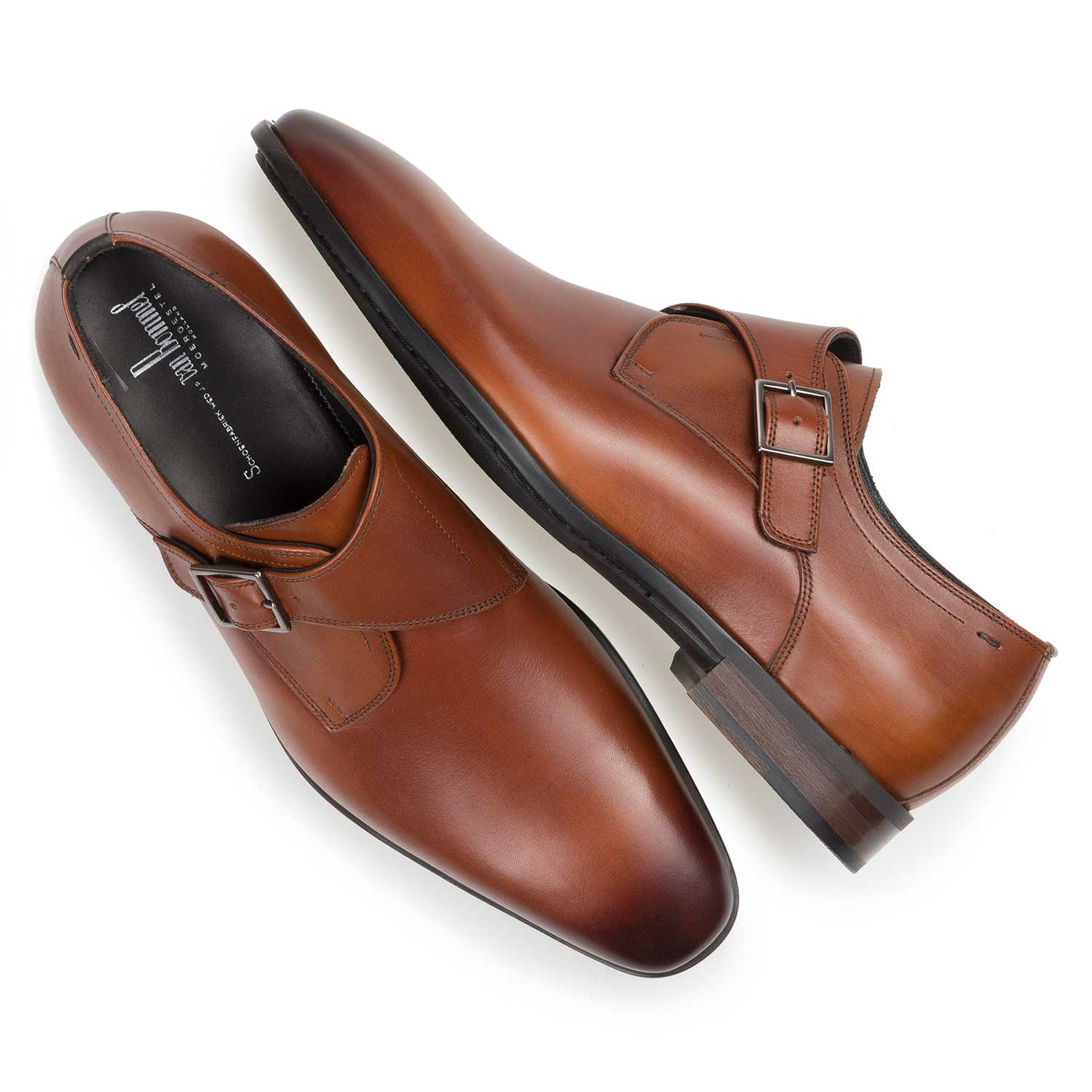 12341/03 - Cognacfarbener Monk-Schnallenschuh aus Kalbsleder 12341/03 - Cognacfarbener Monk-Schnallenschuh aus Kalbsleder