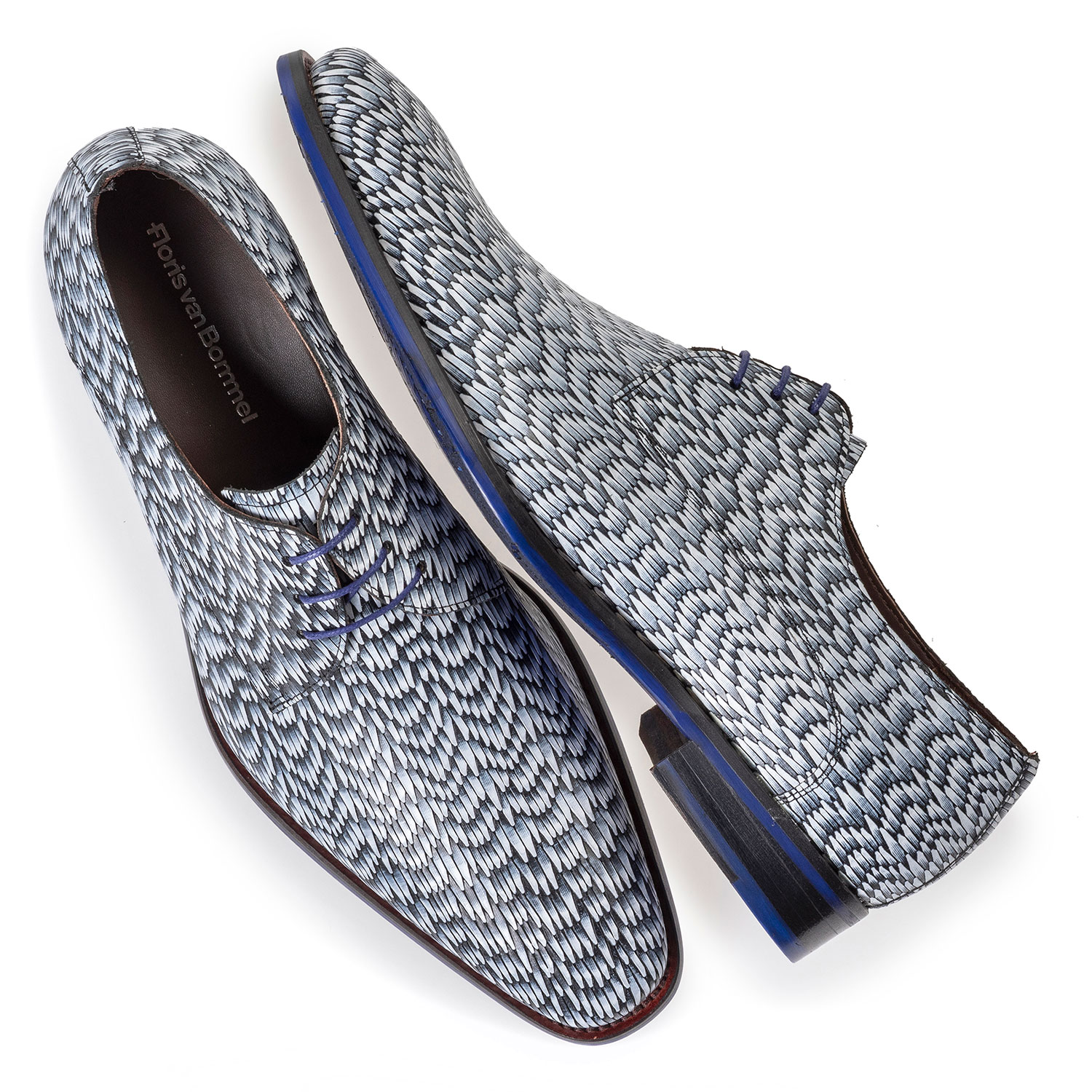 18159/20 - Light grey leather lace shoe with print 18159/20 - Light grey leather lace shoe with print