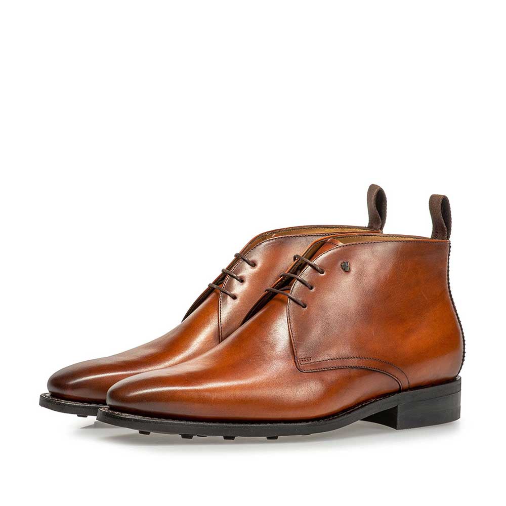10752/02 - Dark cognac-coloured calf leather lace boot 10752/02 - Dark cognac-coloured calf leather lace boot
