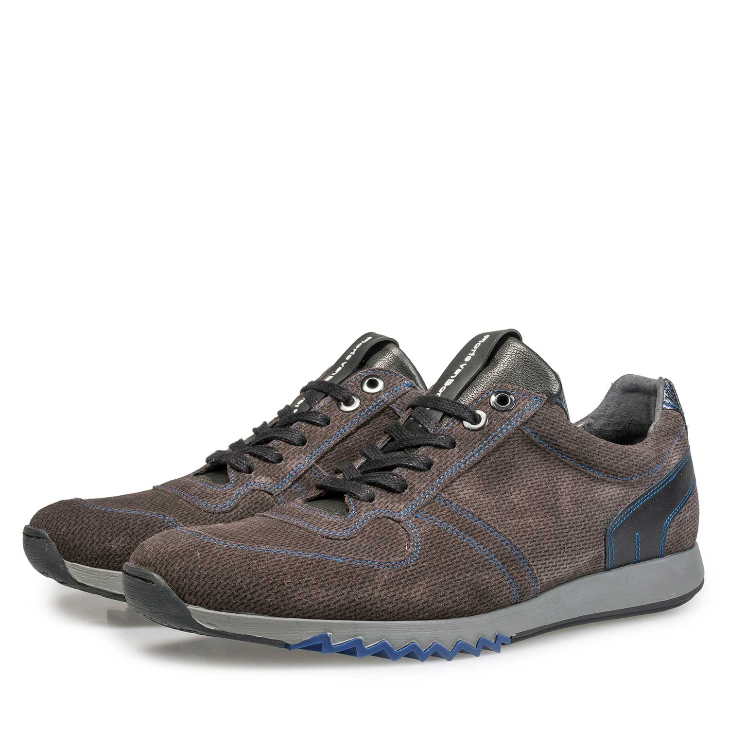 16171/08 - Graubrauner Sneaker mit kobaltblauen Details 16171/08 - Graubrauner Sneaker mit kobaltblauen Details