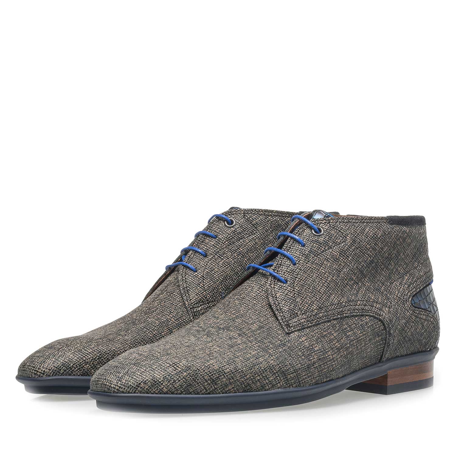10131/20 - Taupefarbener Leder-Schnürschuh mit Print 10131/20 - Taupefarbener Leder-Schnürschuh mit Print