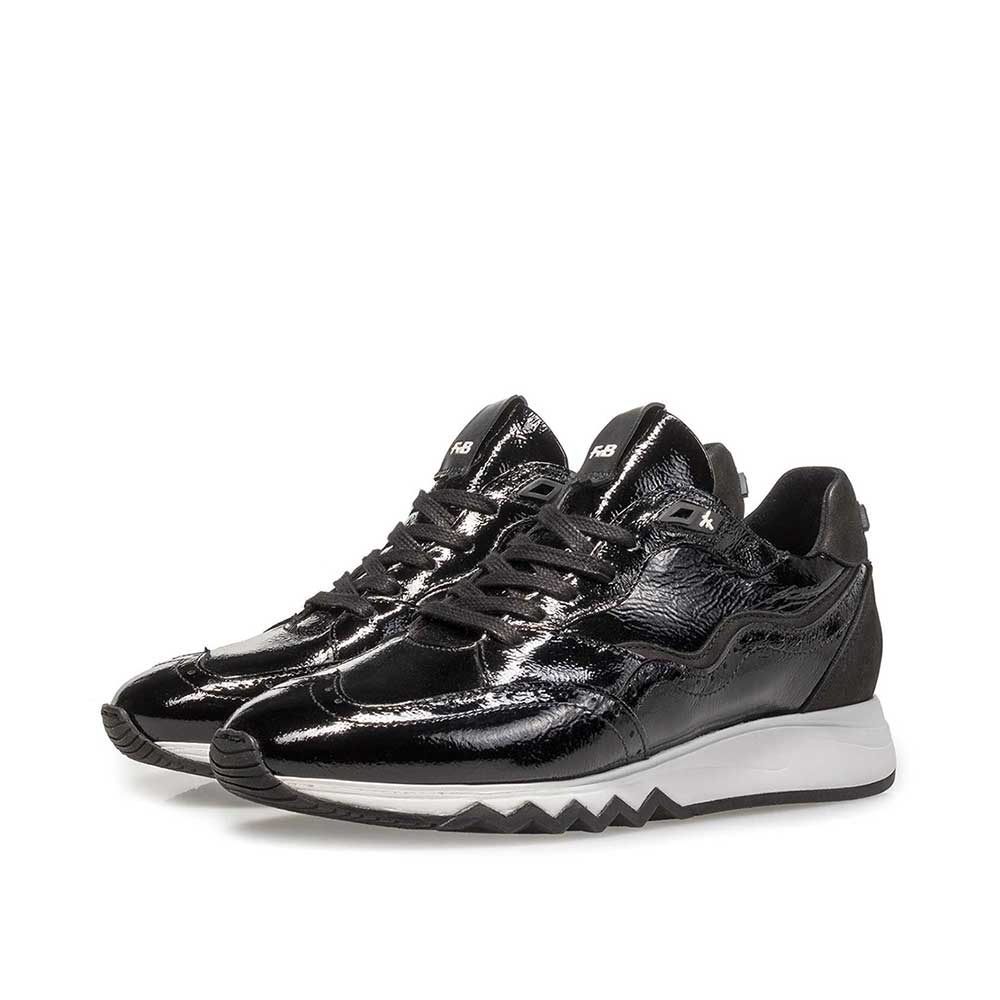 black leather sports shoes