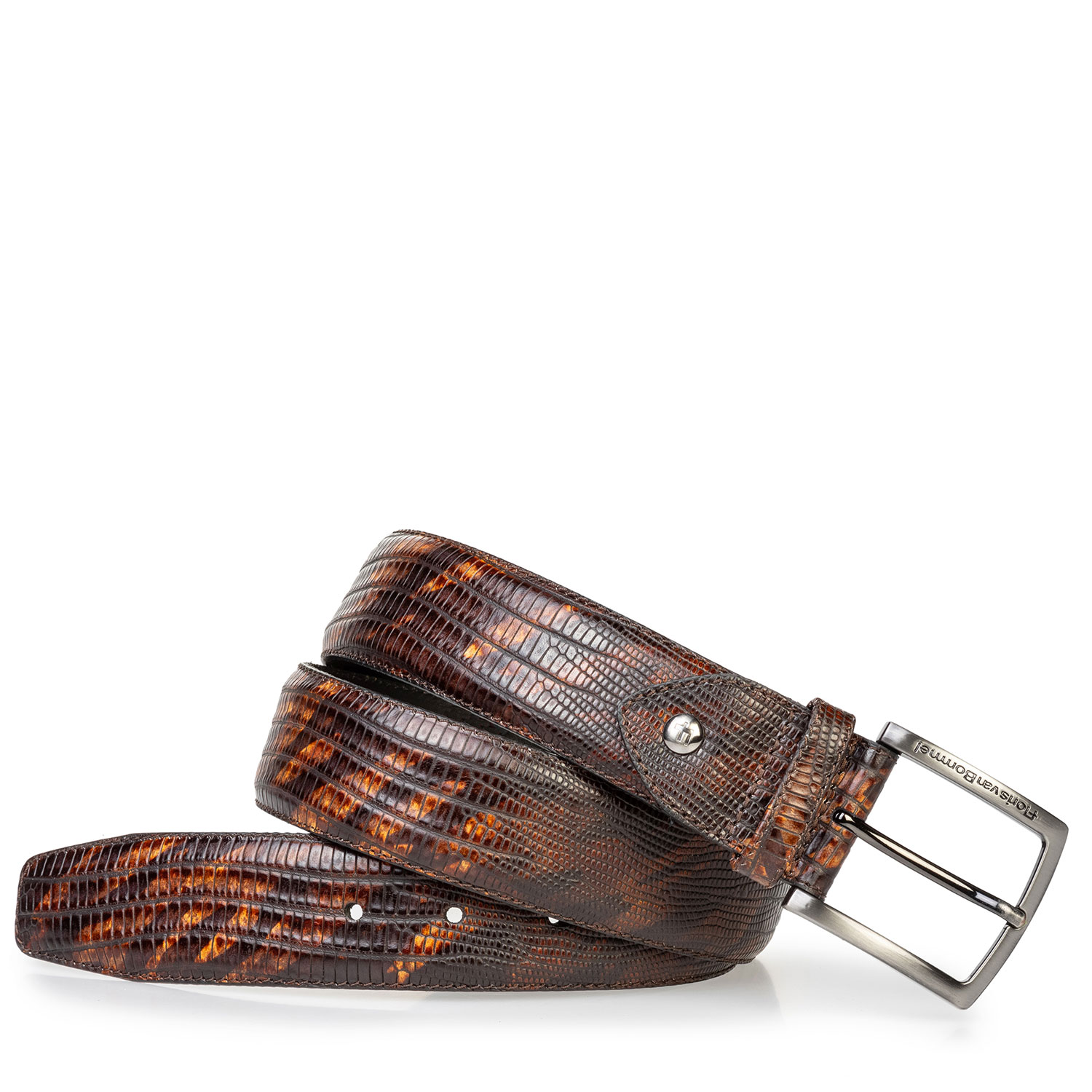 75202/74 - Ledergürtel Eidechsenprint dunkles cognac 75202/74 - Ledergürtel Eidechsenprint dunkles cognac