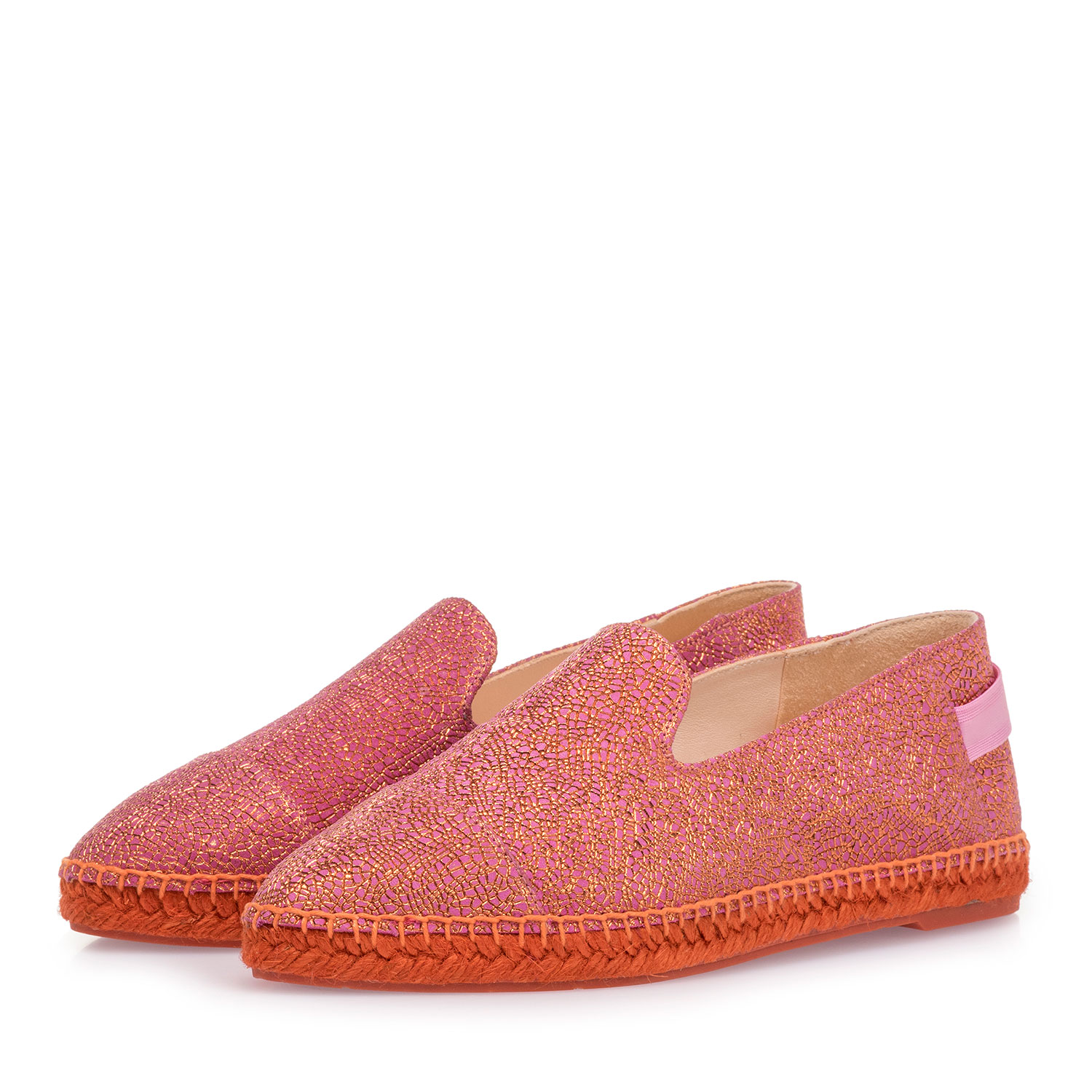 85420/00 - Pink leather espadrilles with metallic print 85420/00 - Pink leather espadrilles with metallic print