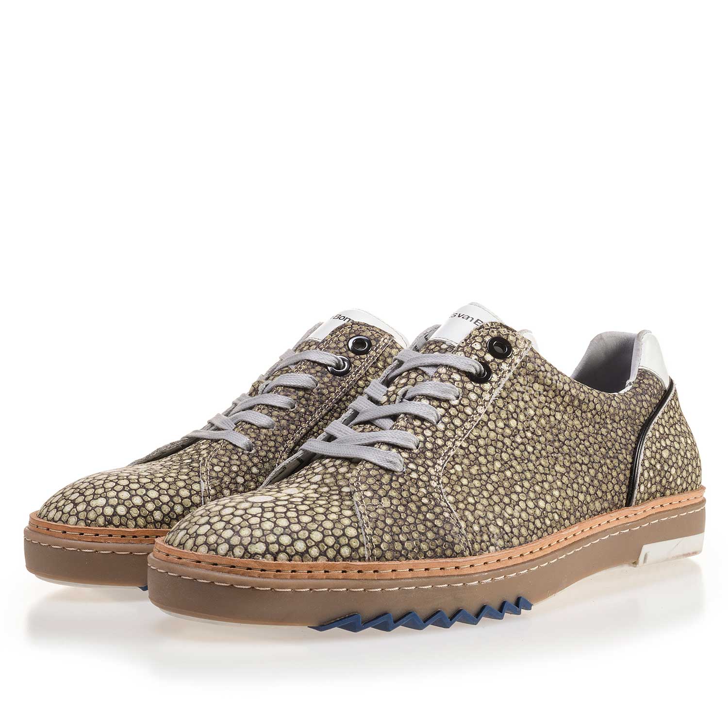 14057/01 - Grüner, gemusterter Leder Sneaker 14057/01 - Grüner, gemusterter Leder Sneaker