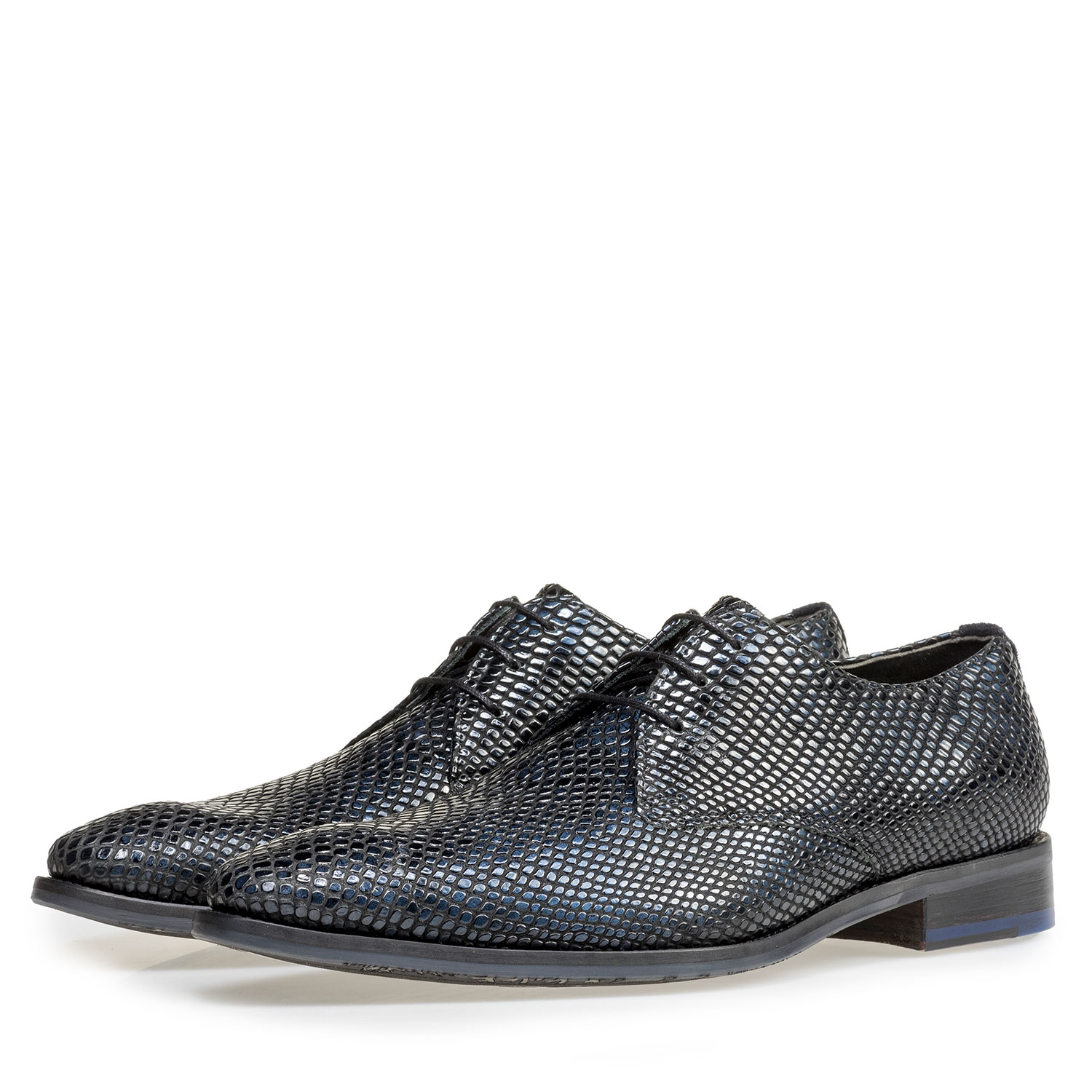 18293/00 - Blauer Lackleder-Schnürschuh mit Print 18293/00 - Blauer Lackleder-Schnürschuh mit Print