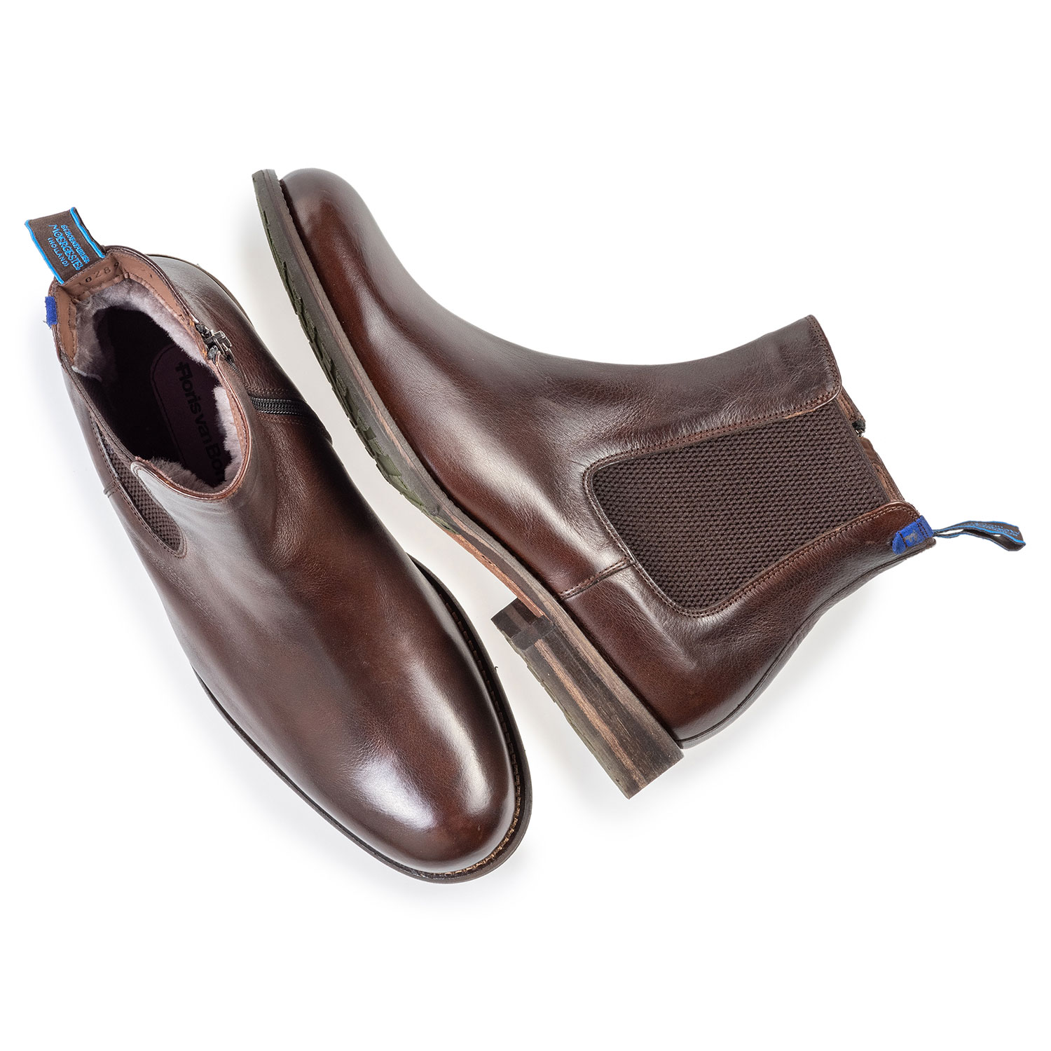 10289/21 - Mit Lammfell gefütterter brauner Chelsea Boot 10289/21 - Mit Lammfell gefütterter brauner Chelsea Boot