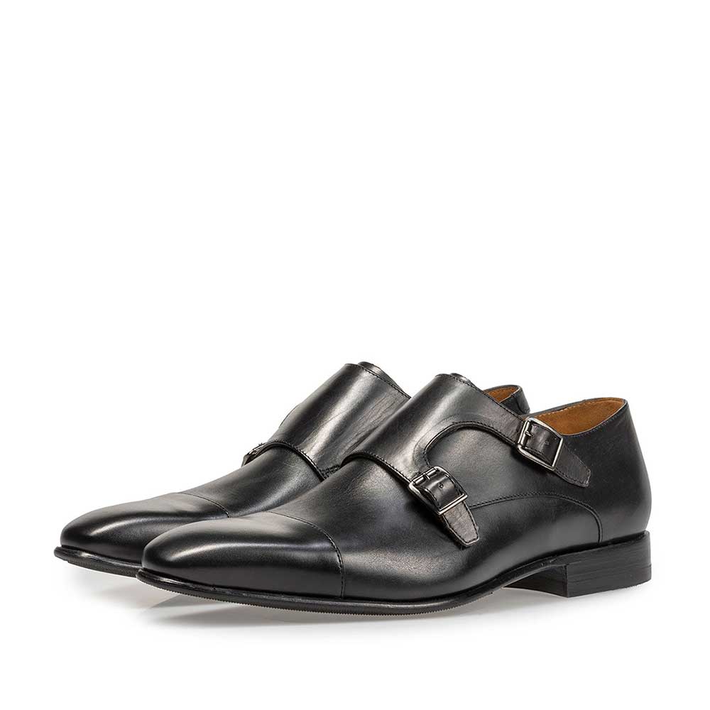 12295/01 - Schwarzer Kalbsleder Monk Strap Schnallenschuh 12295/01 - Schwarzer Kalbsleder Monk Strap Schnallenschuh