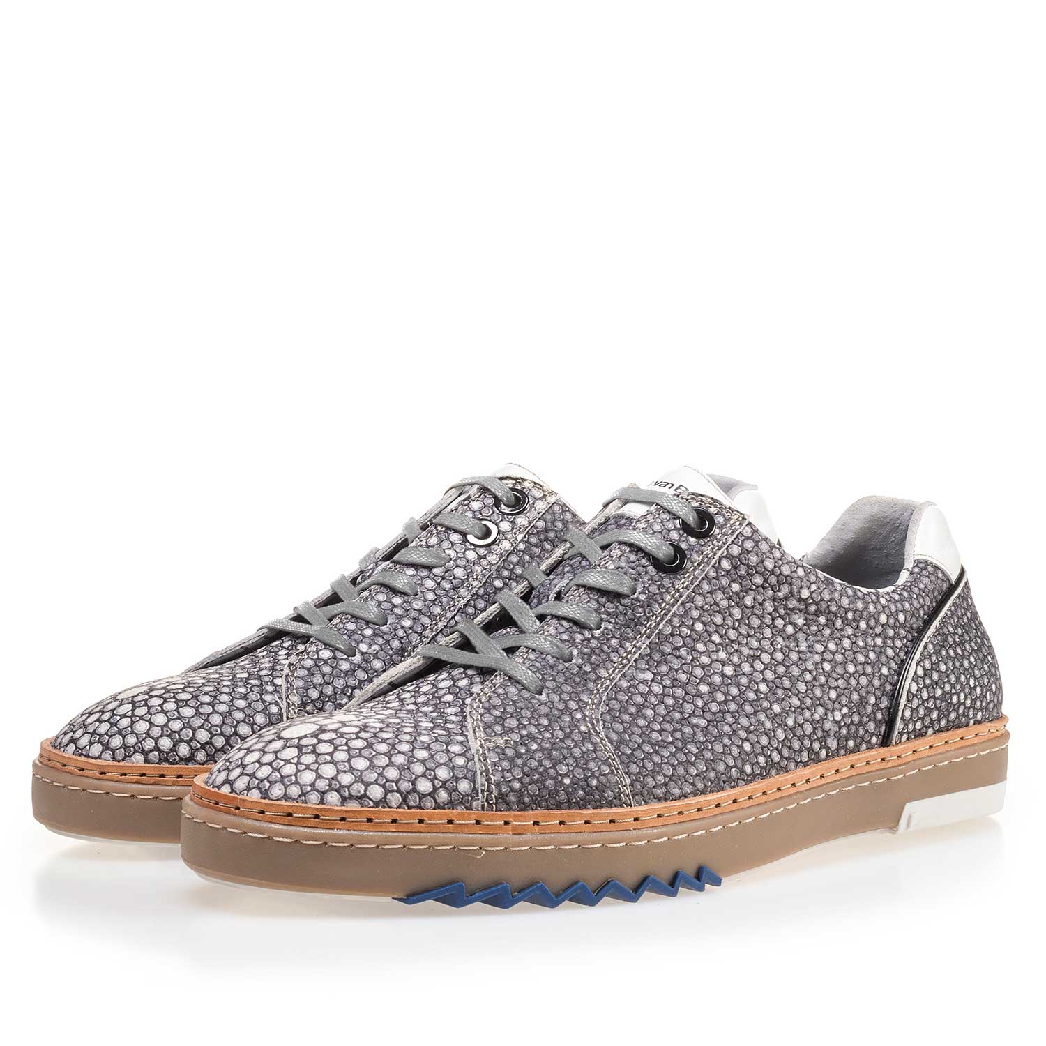 14057/00 - Grauer, gemusterter Leder Sneaker 14057/00 - Grauer, gemusterter Leder Sneaker