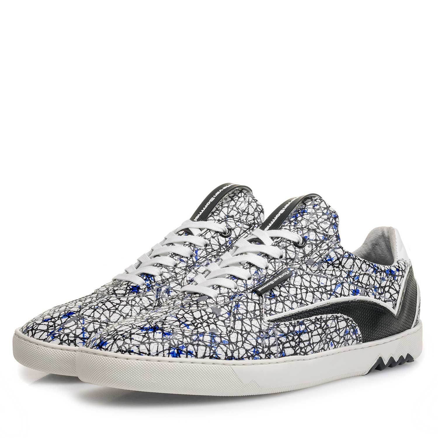 16342/08 - White calf leather sneaker with a print 16342/08 - White calf leather sneaker with a print
