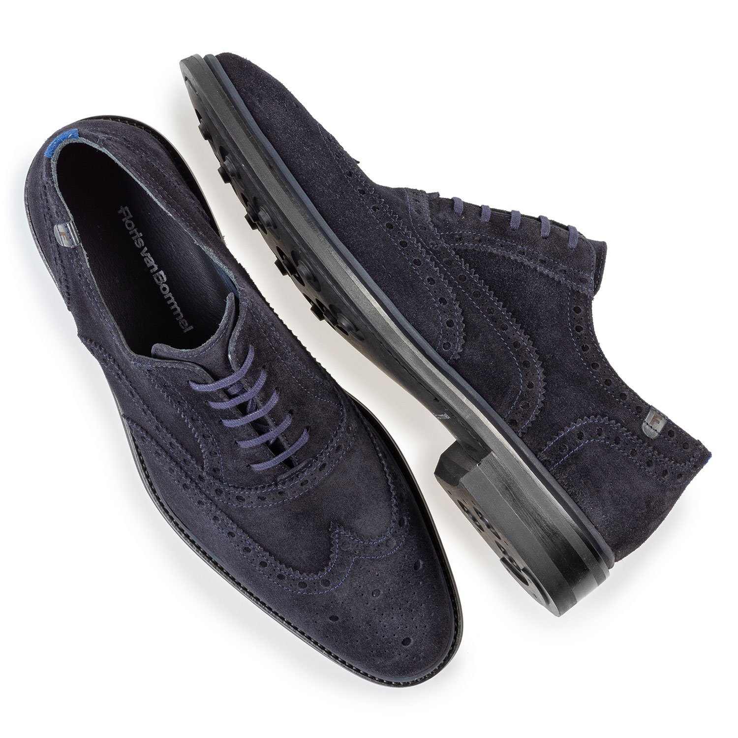 19172/01 - Brogue suede leather dark blue 19172/01 - Brogue suede leather dark blue