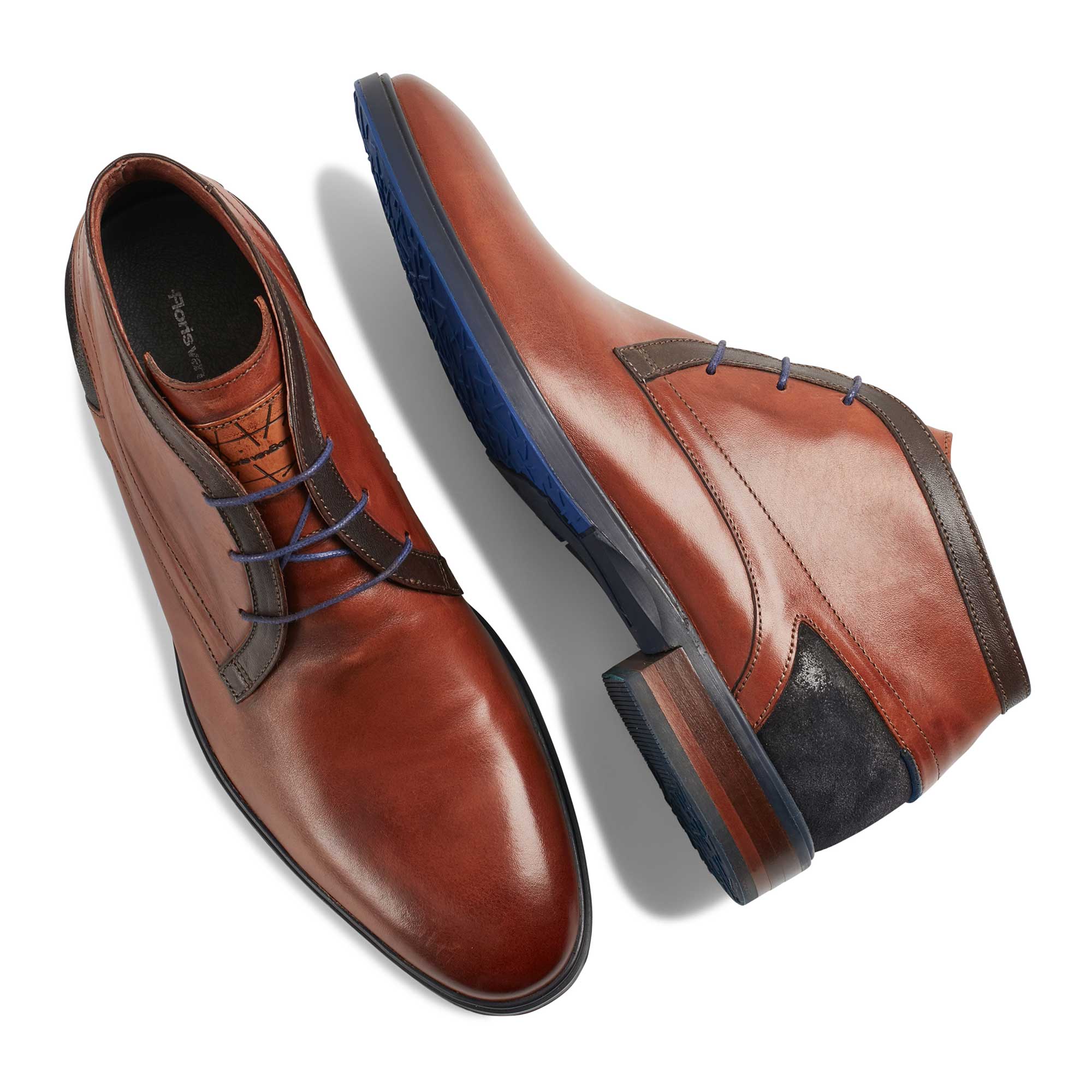 10876/14 - Floris van Bommel cognac-coloured men’s leather lace boot 10876/14 - Floris van Bommel cognac-coloured men’s leather lace boot