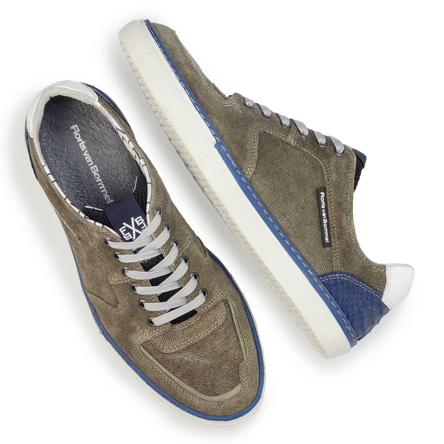 16252/05 - Olivgrüner bedruckter Wildleder Sneaker 16252/05 - Olivgrüner bedruckter Wildleder Sneaker