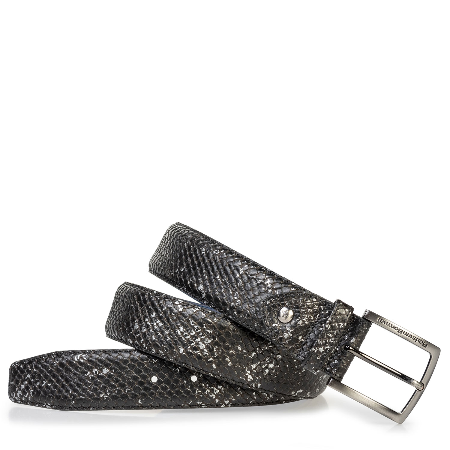 75204/04 - Leather belt with metallic print black 75204/04 - Leather belt with metallic print black