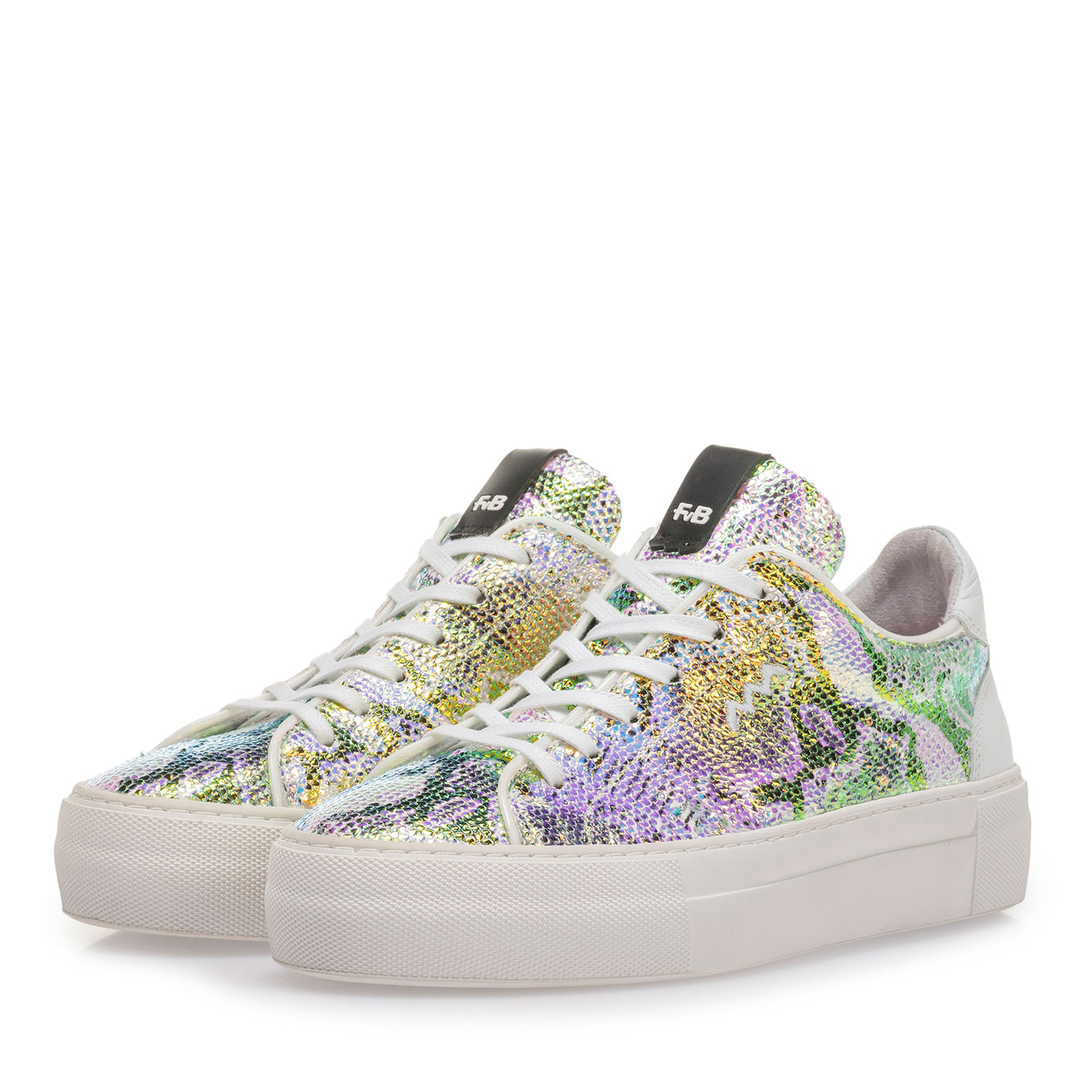 85297/03 - Sneaker mit grün-goldenem Metallic-Print 85297/03 - Sneaker mit grün-goldenem Metallic-Print