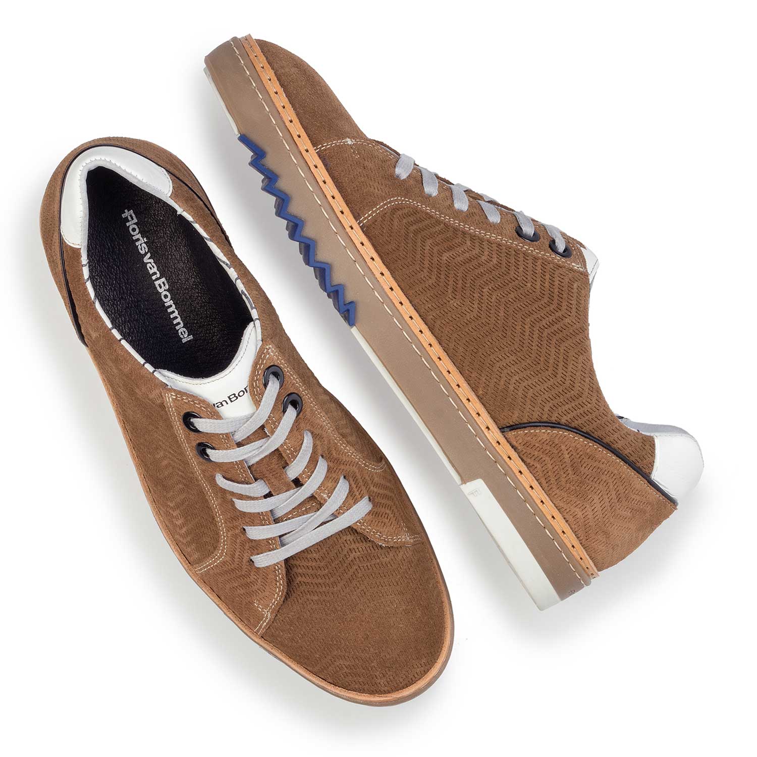 14057/06 - Cognacfarbener, gemusterter Leder Sneaker 14057/06 - Cognacfarbener, gemusterter Leder Sneaker