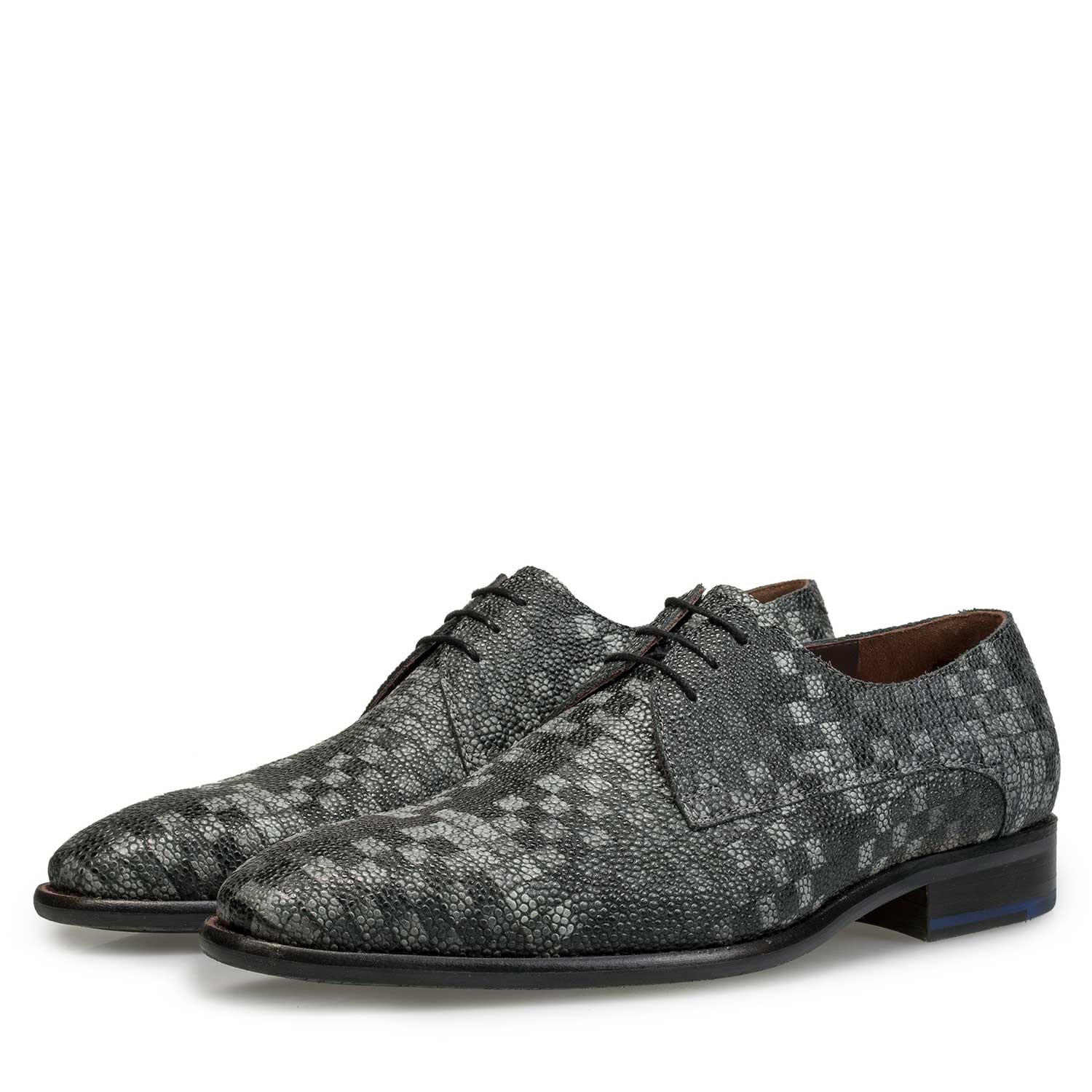 18069/02 - Grey printed calf’s leather lace shoe 18069/02 - Grey printed calf’s leather lace shoe