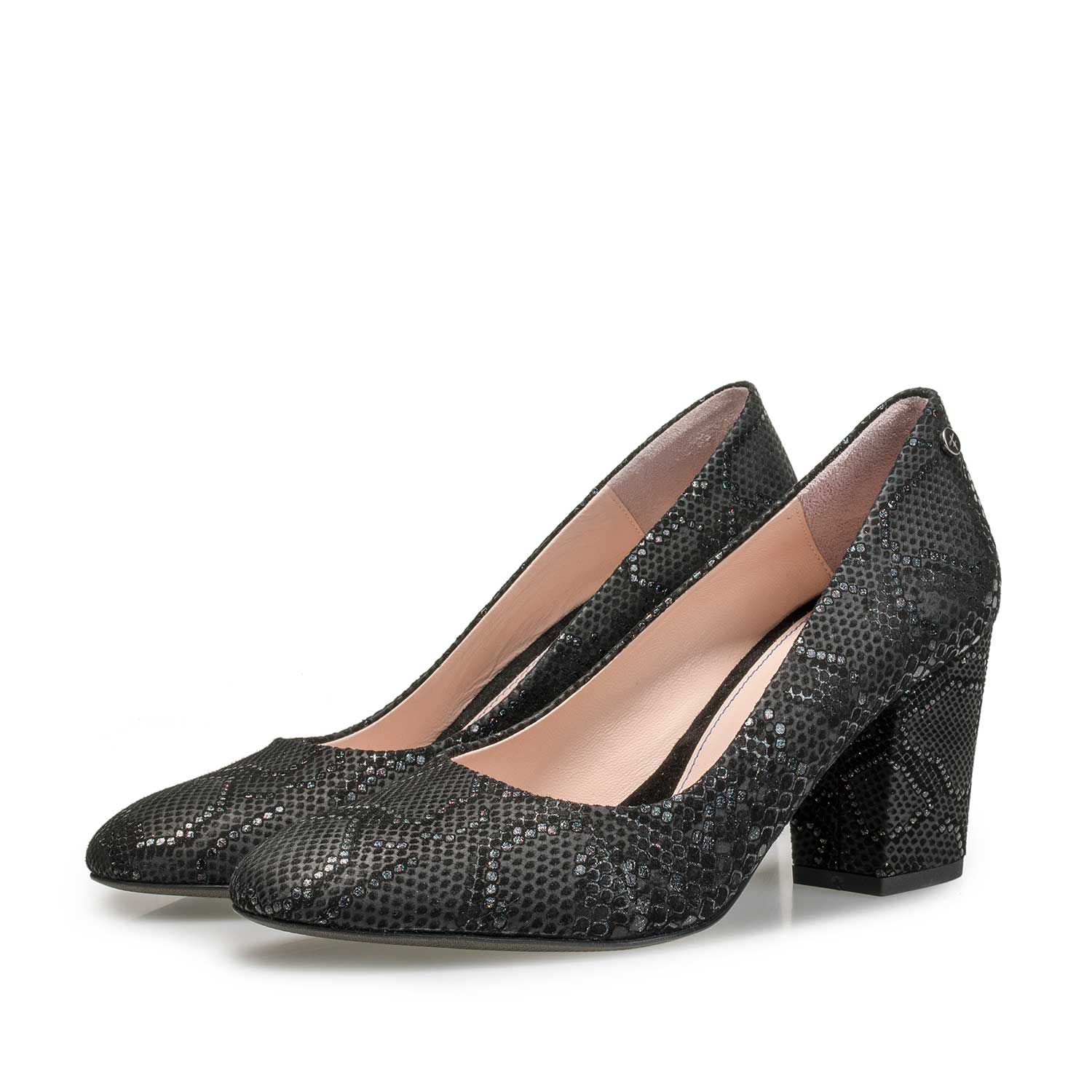 85507/00 - Schwarze Leder-Pumps mit Schlangenprint 85507/00 - Schwarze Leder-Pumps mit Schlangenprint