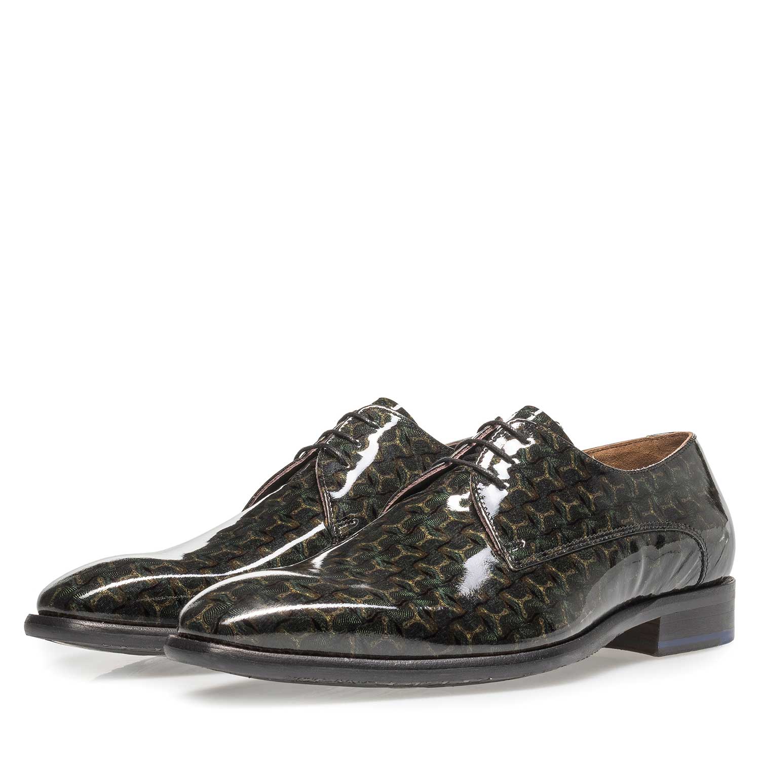 18146/03 - Grüner Lackleder-Schnürschuh mit Print 18146/03 - Grüner Lackleder-Schnürschuh mit Print