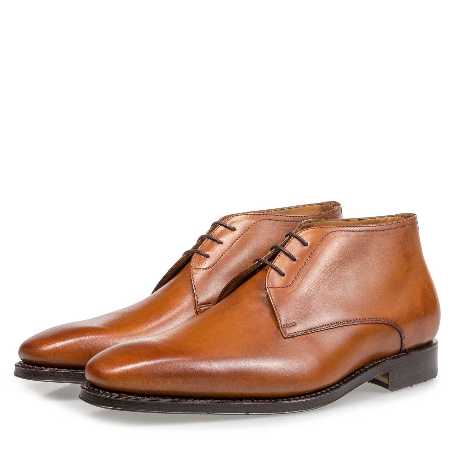 10650/01 - Cognacfarbener halbhoher Leder Schnürstiefel 10650/01 - Cognacfarbener halbhoher Leder Schnürstiefel